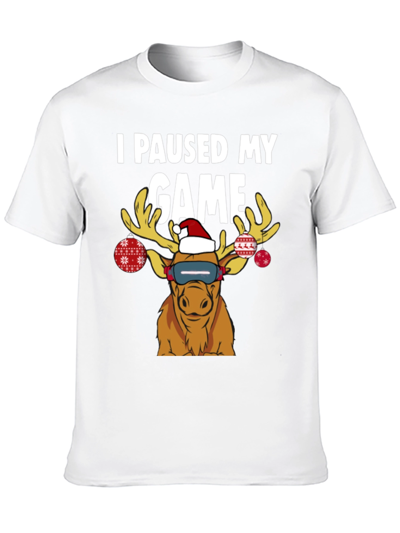I Paused My Game Funny Christmas Moose T-Shirt