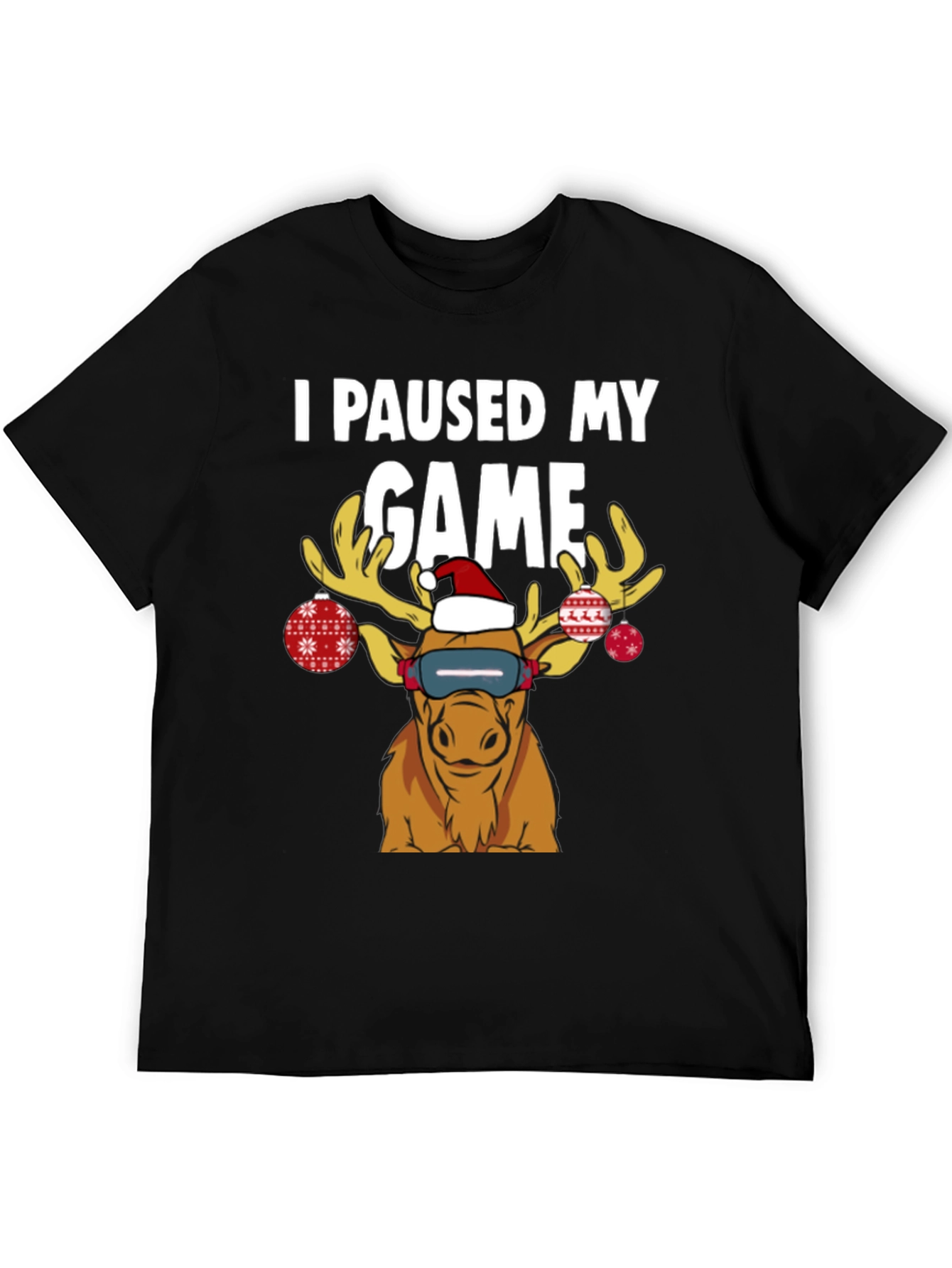 I Paused My Game Funny Christmas Moose T-Shirt