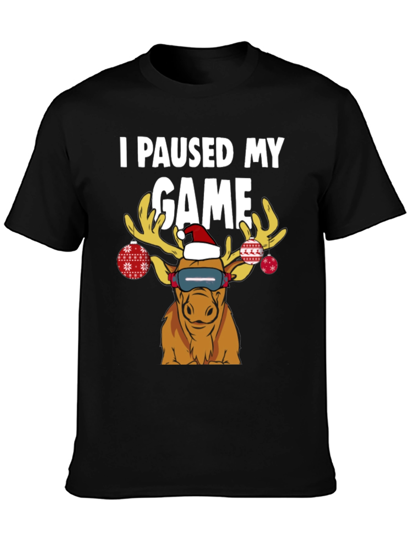 I Paused My Game Funny Christmas Moose T-Shirt