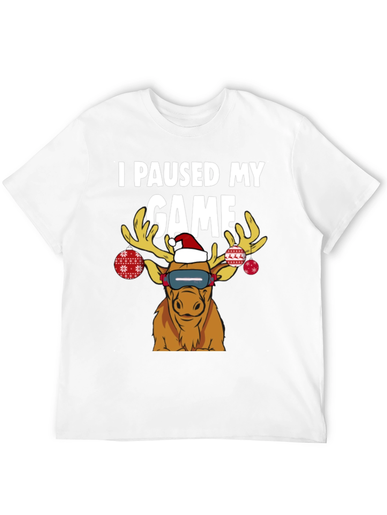 I Paused My Game Funny Christmas Moose T-Shirt