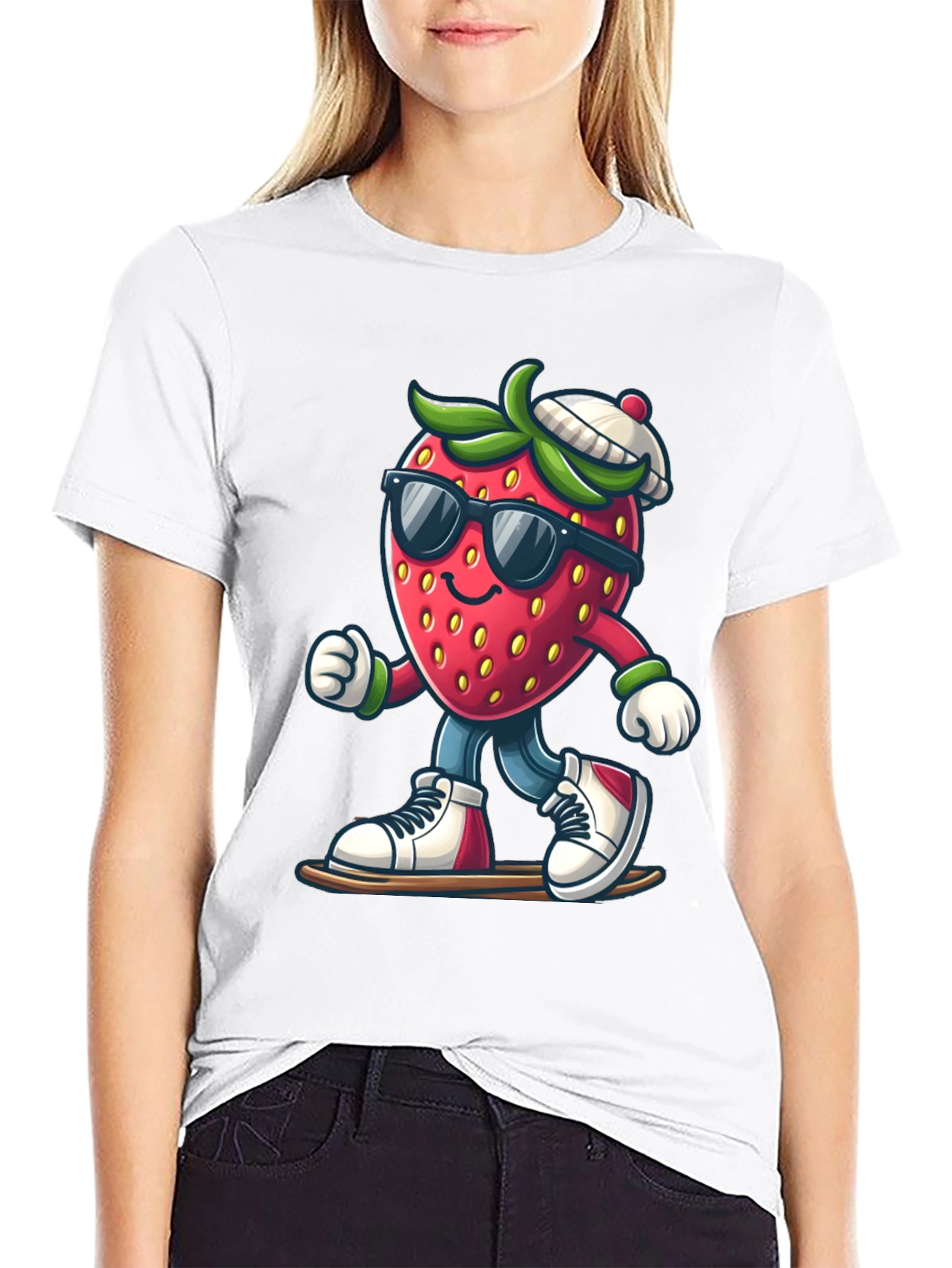 Cool Strawberry Graphic Tee - Black