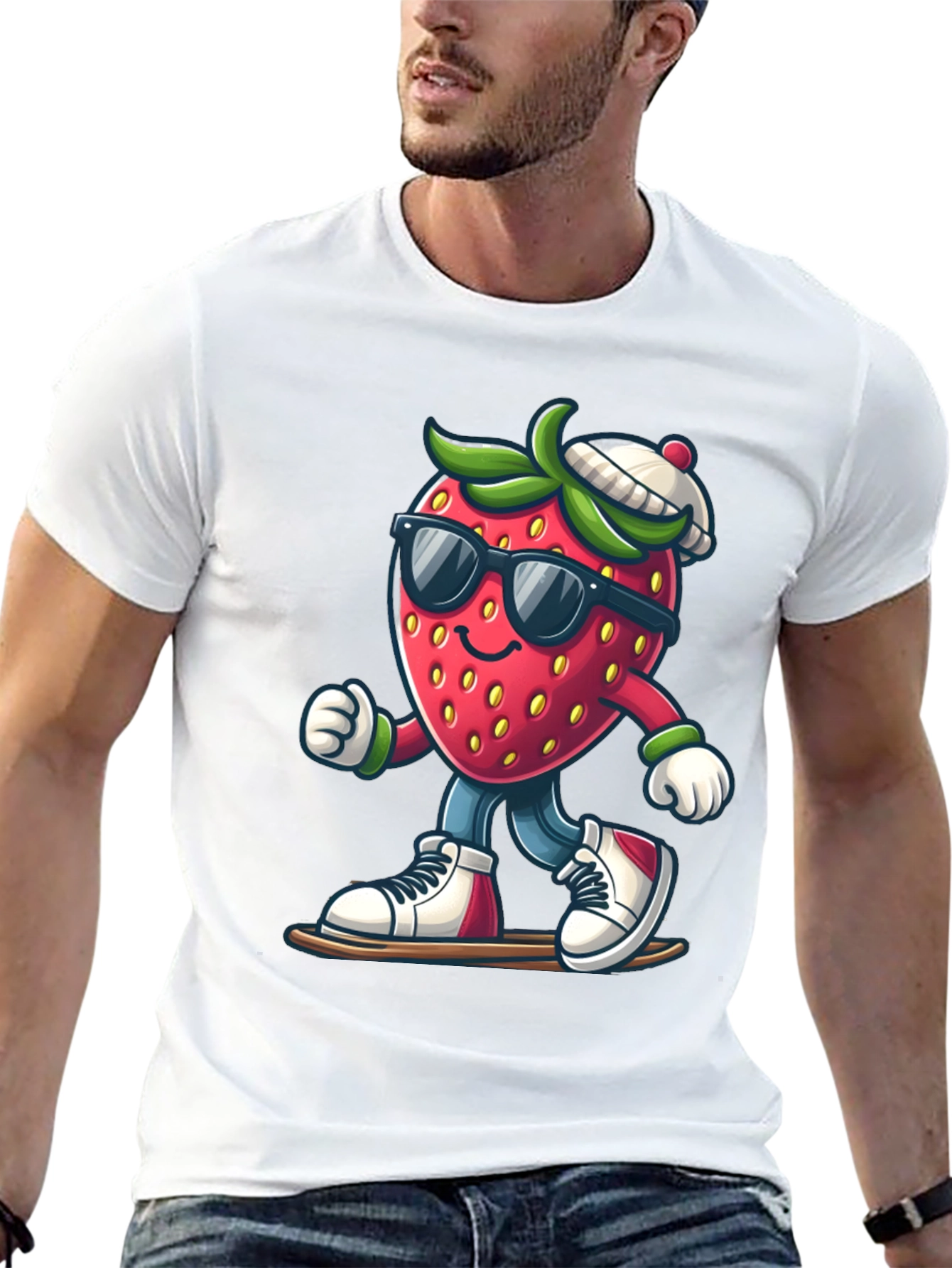 Cool Strawberry Graphic Tee - Black