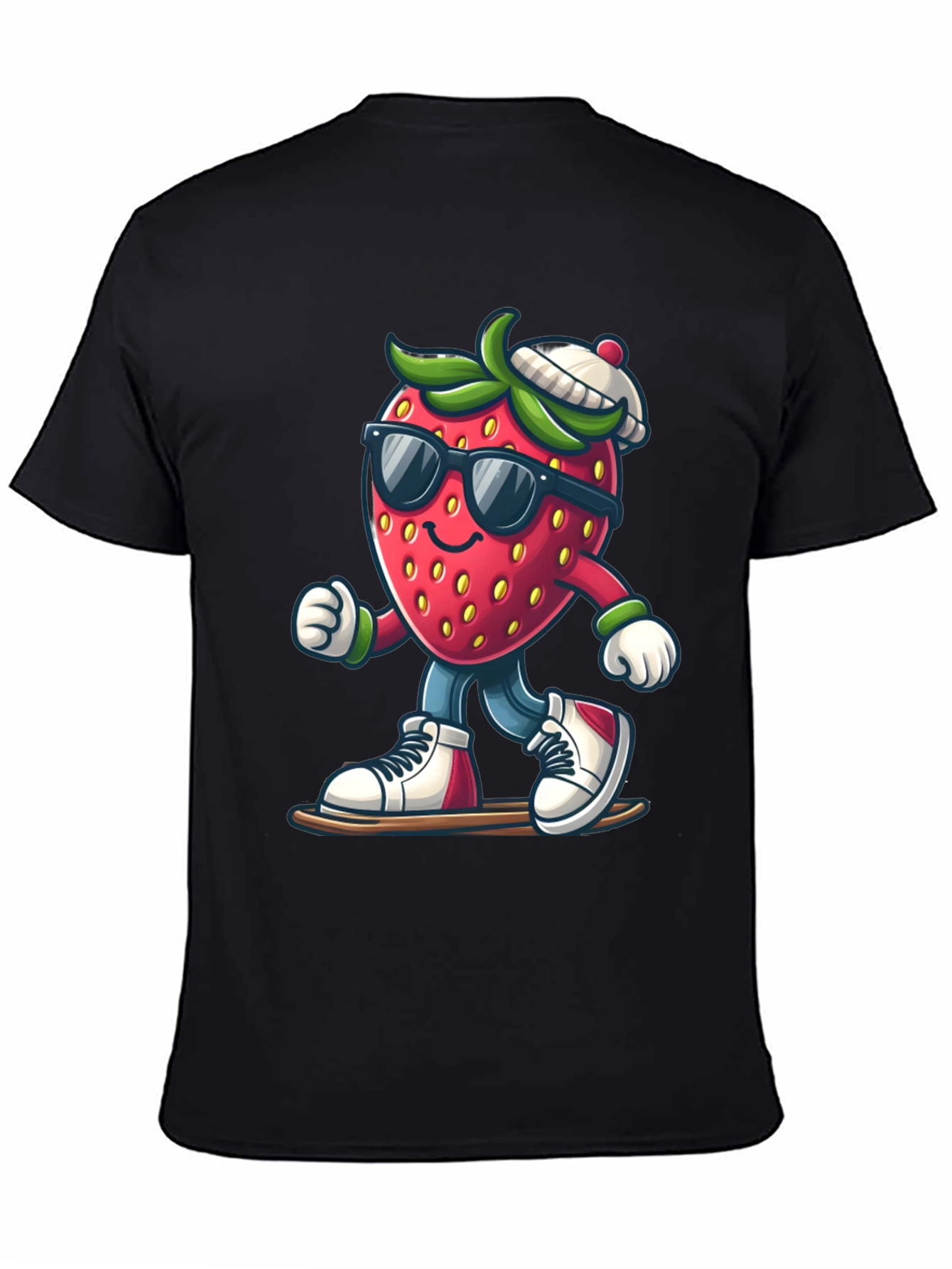 Cool Strawberry Graphic Tee - Black