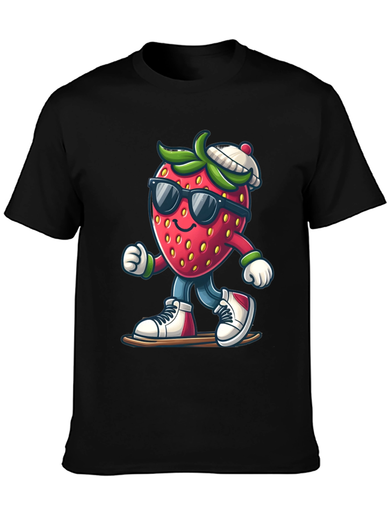 Cool Strawberry Graphic Tee - Black
