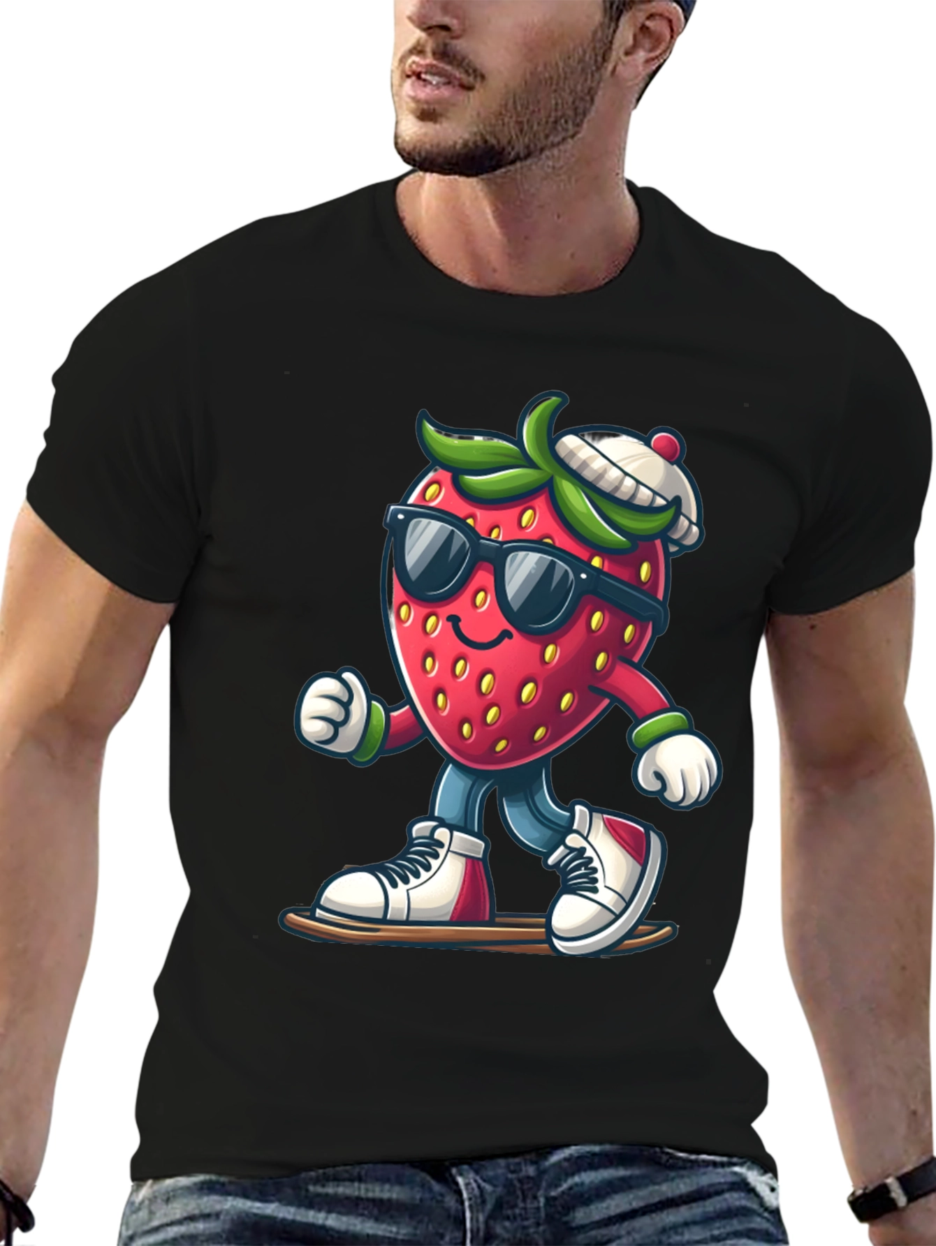 Cool Strawberry Graphic Tee - Black