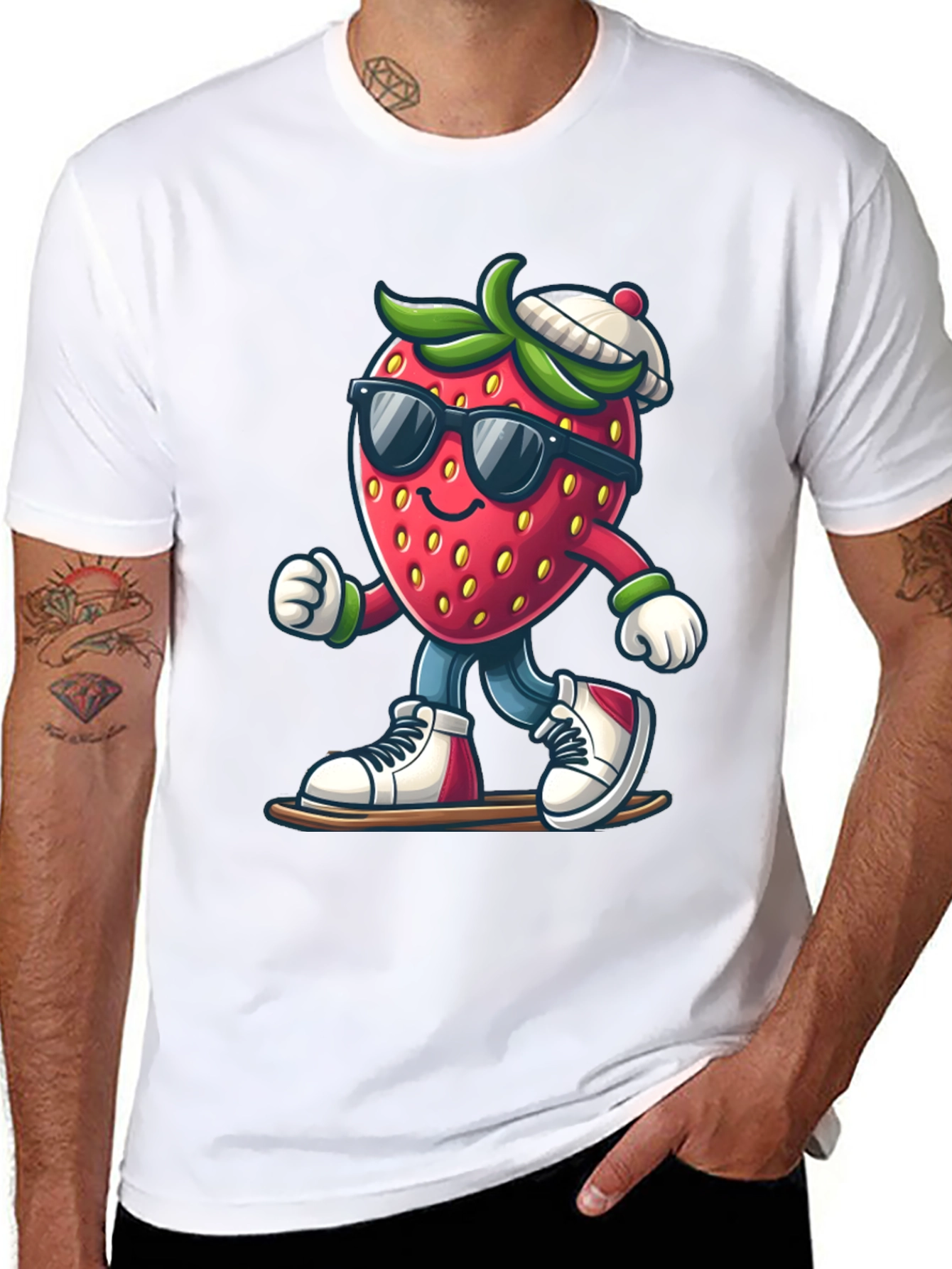Cool Strawberry Graphic Tee - Black
