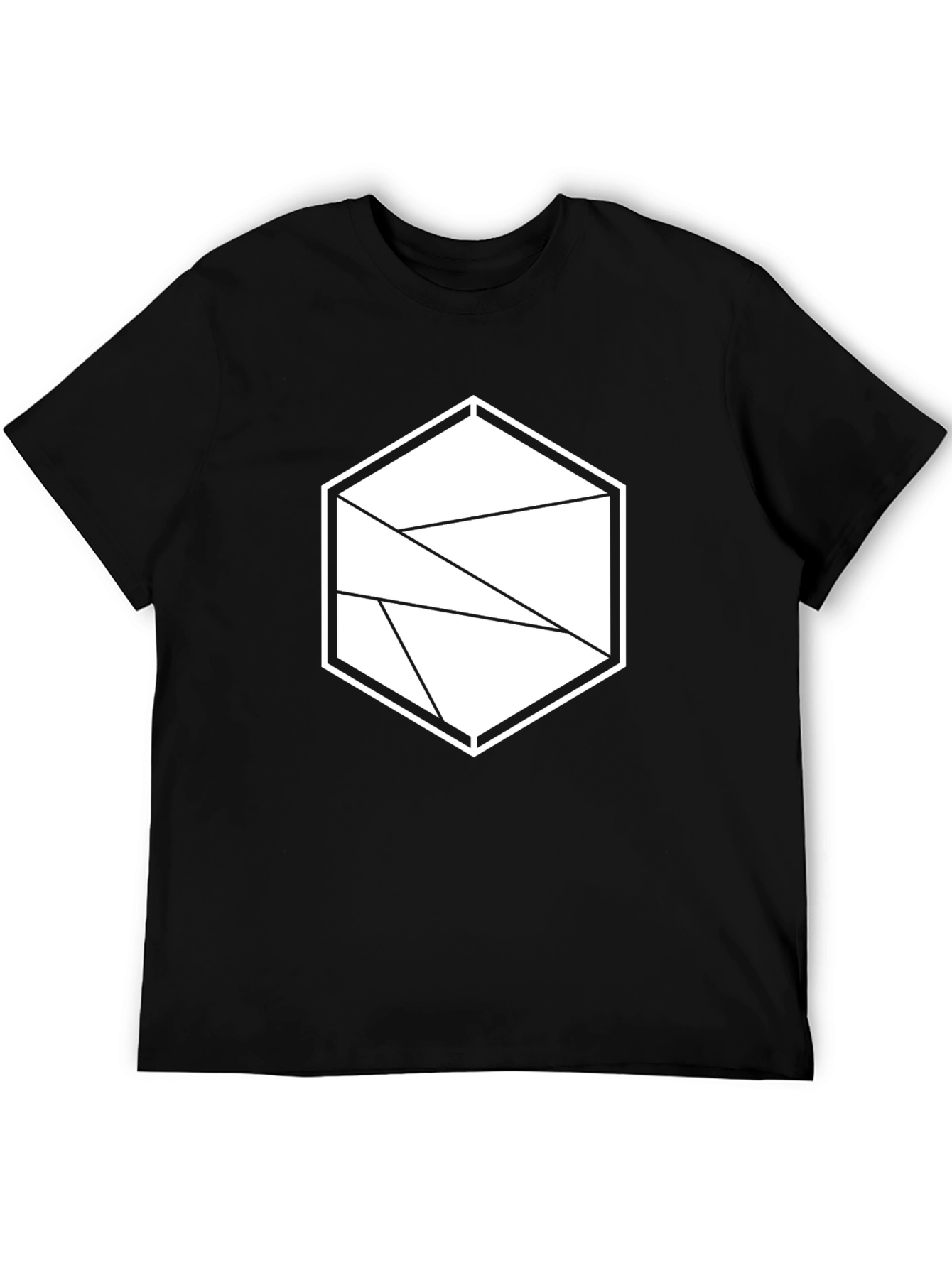 Geometric Hexagon Black T-Shirt - Modern Graphic Tee