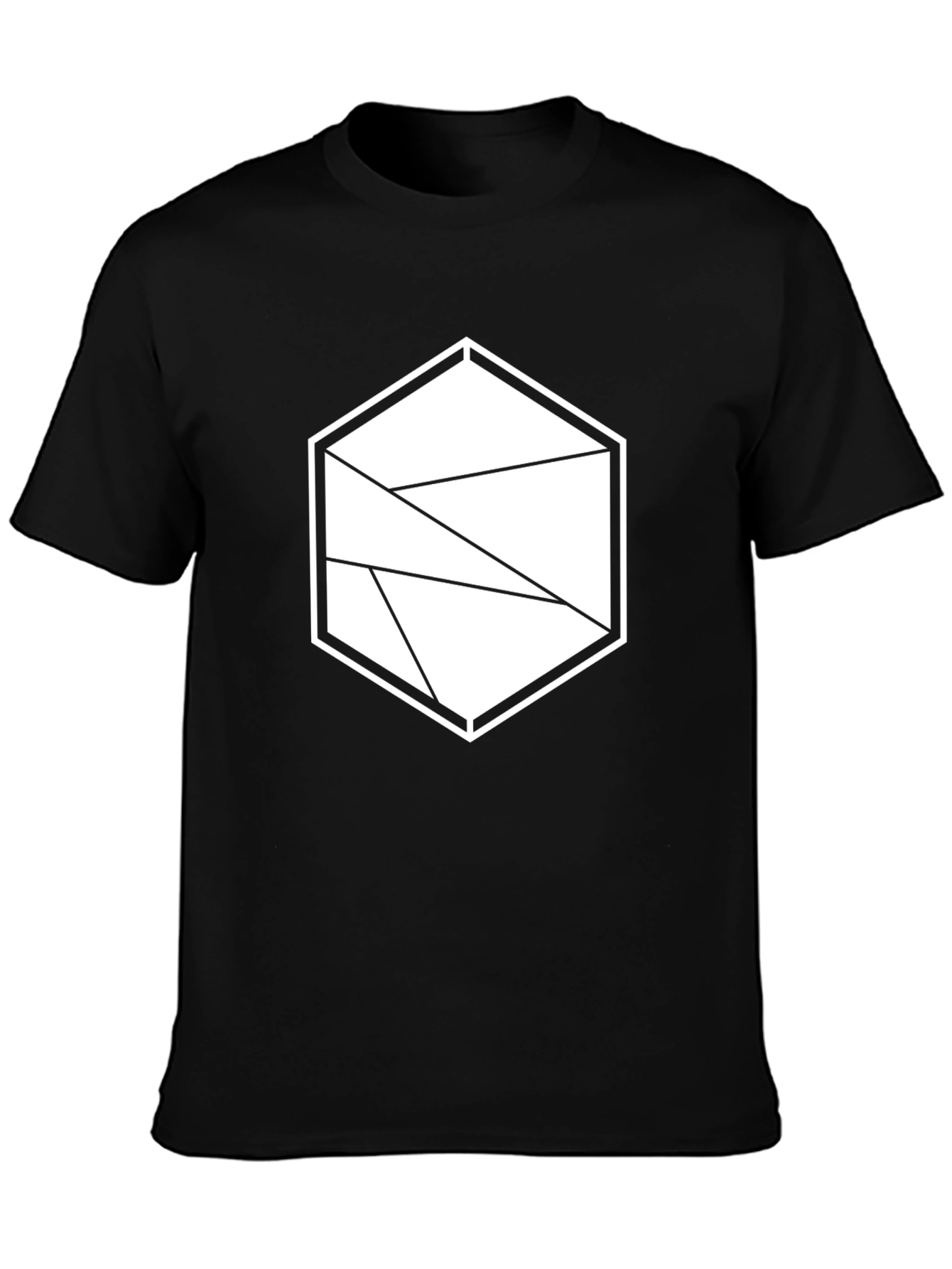 Geometric Hexagon Black T-Shirt - Modern Graphic Tee