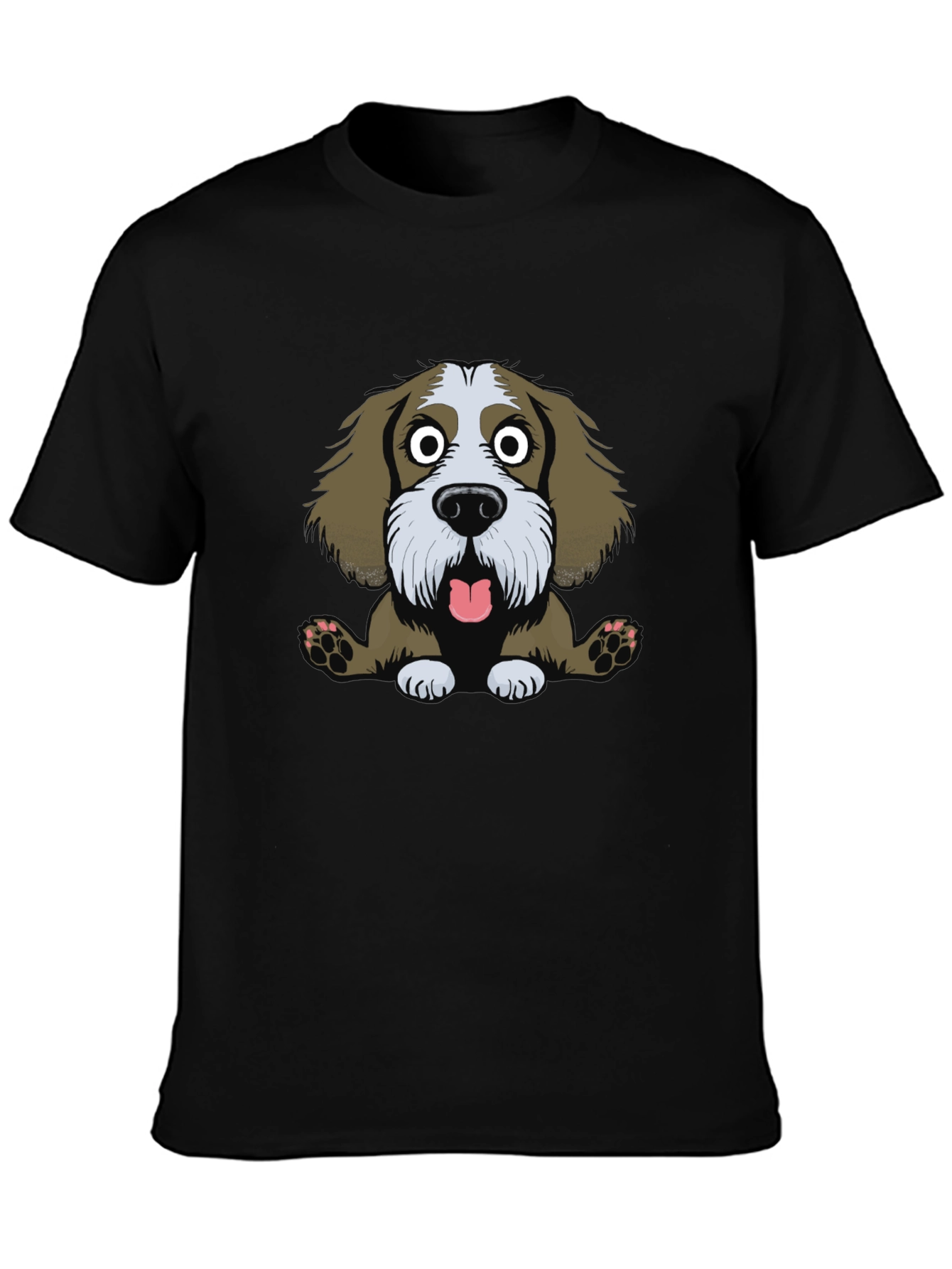 Funny Dog Cartoon Black T-Shirt