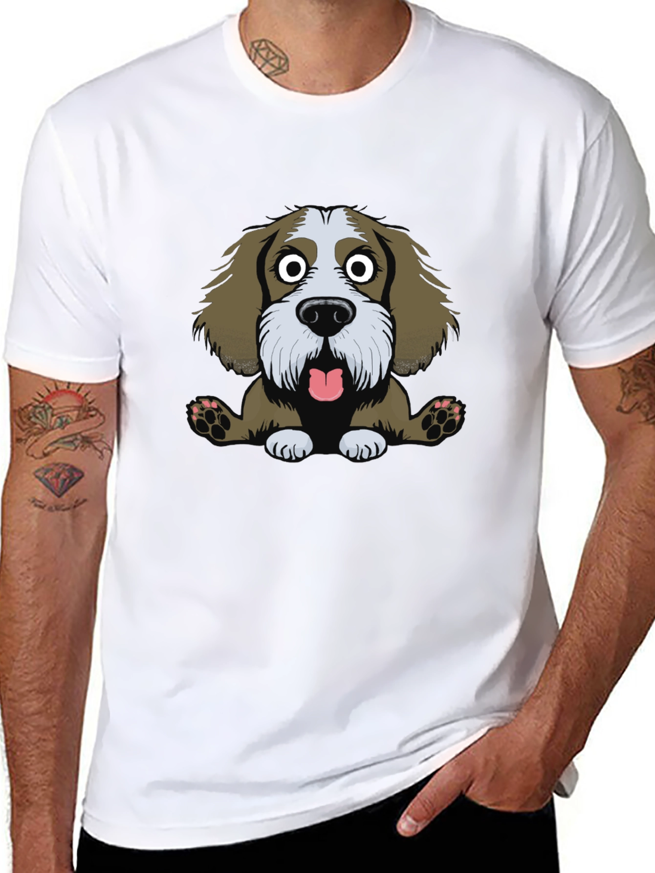 Funny Dog Cartoon Black T-Shirt