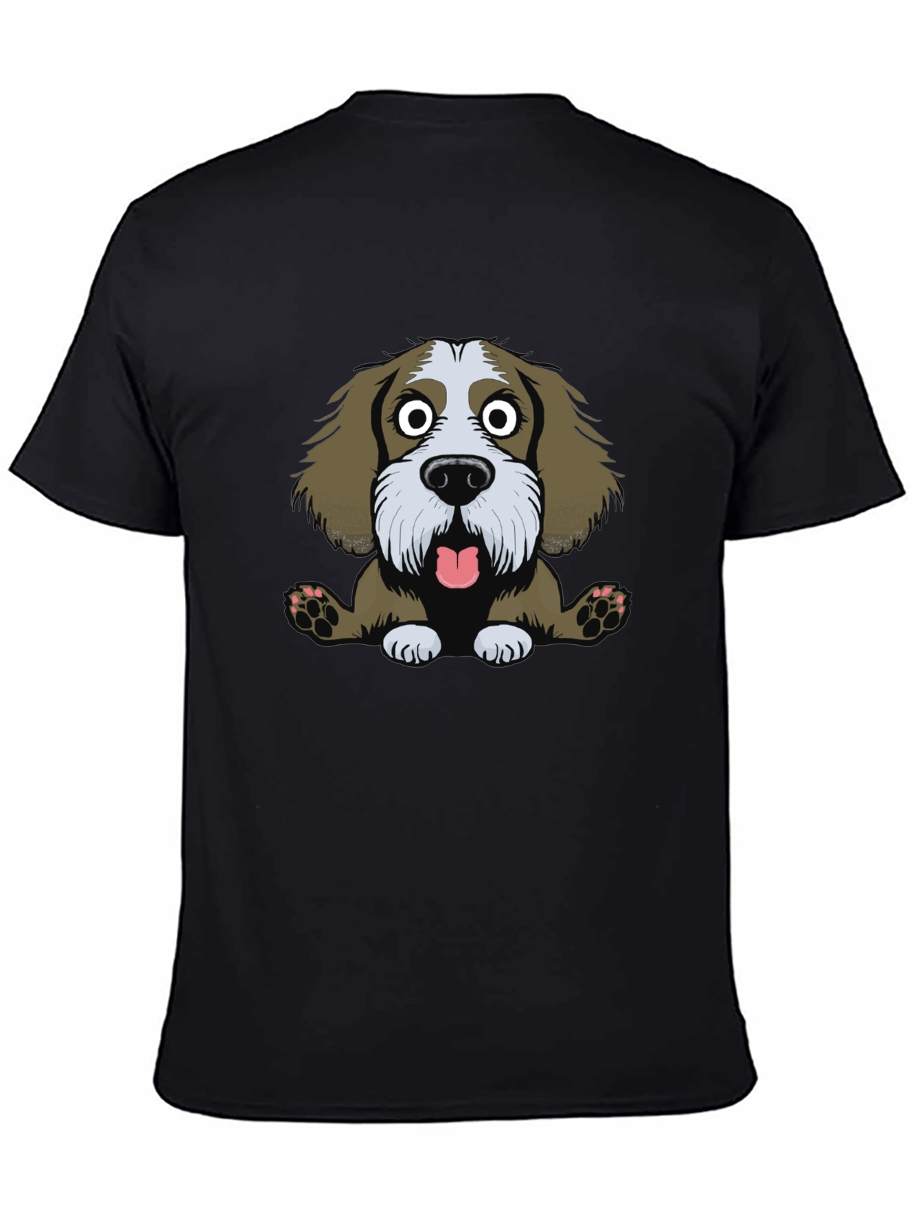Funny Dog Cartoon Black T-Shirt