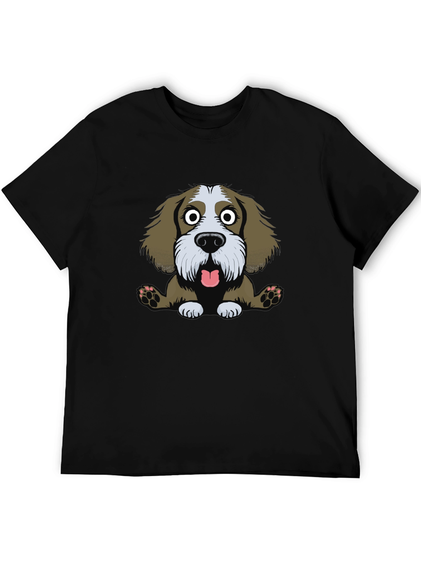 Funny Dog Cartoon Black T-Shirt