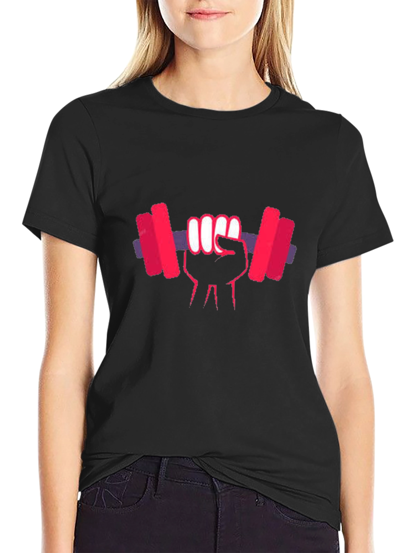 Weightlifting Fist Graphic T-Shirt - Black Cotton Tee