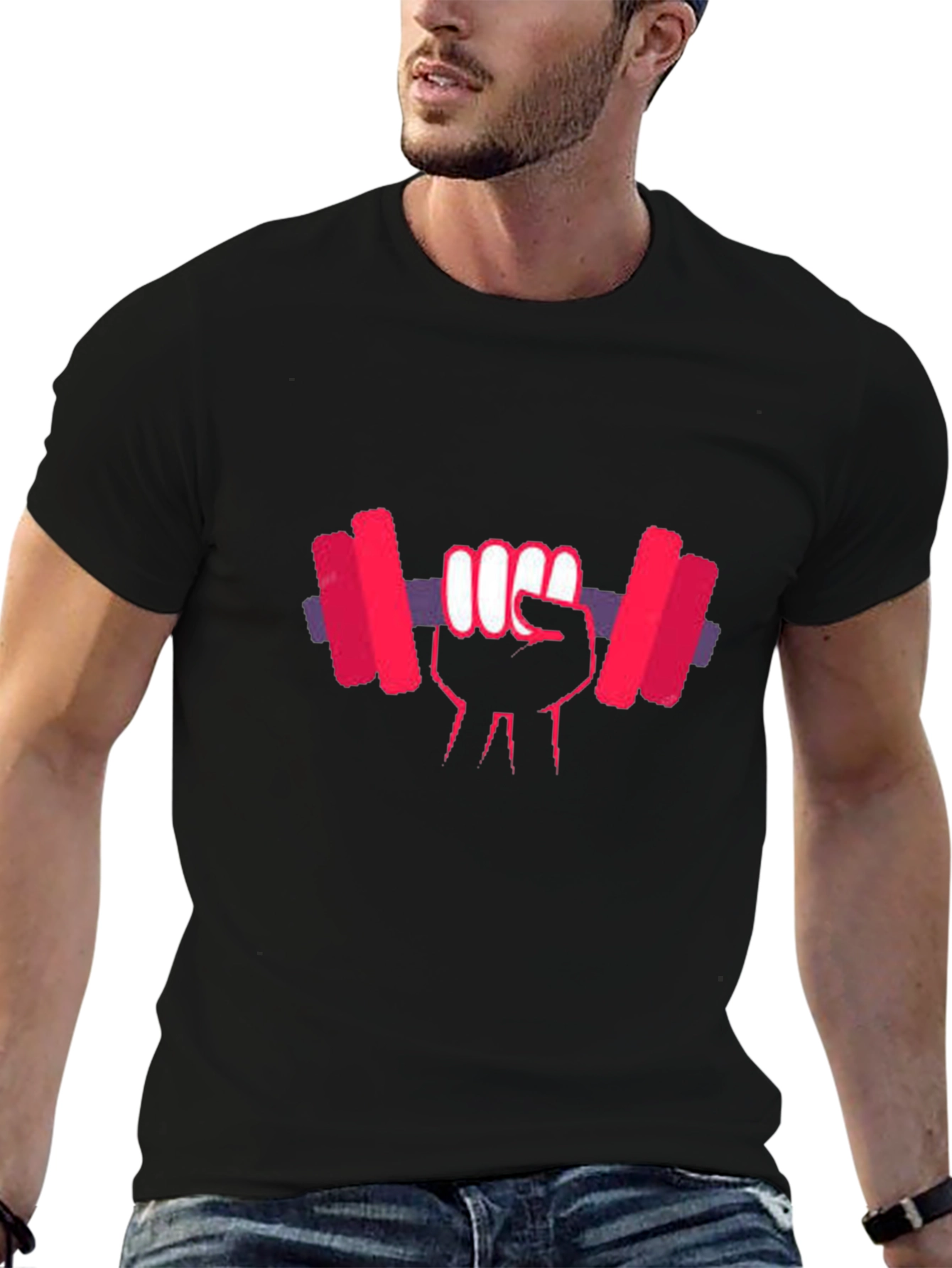 Weightlifting Fist Graphic T-Shirt - Black Cotton Tee