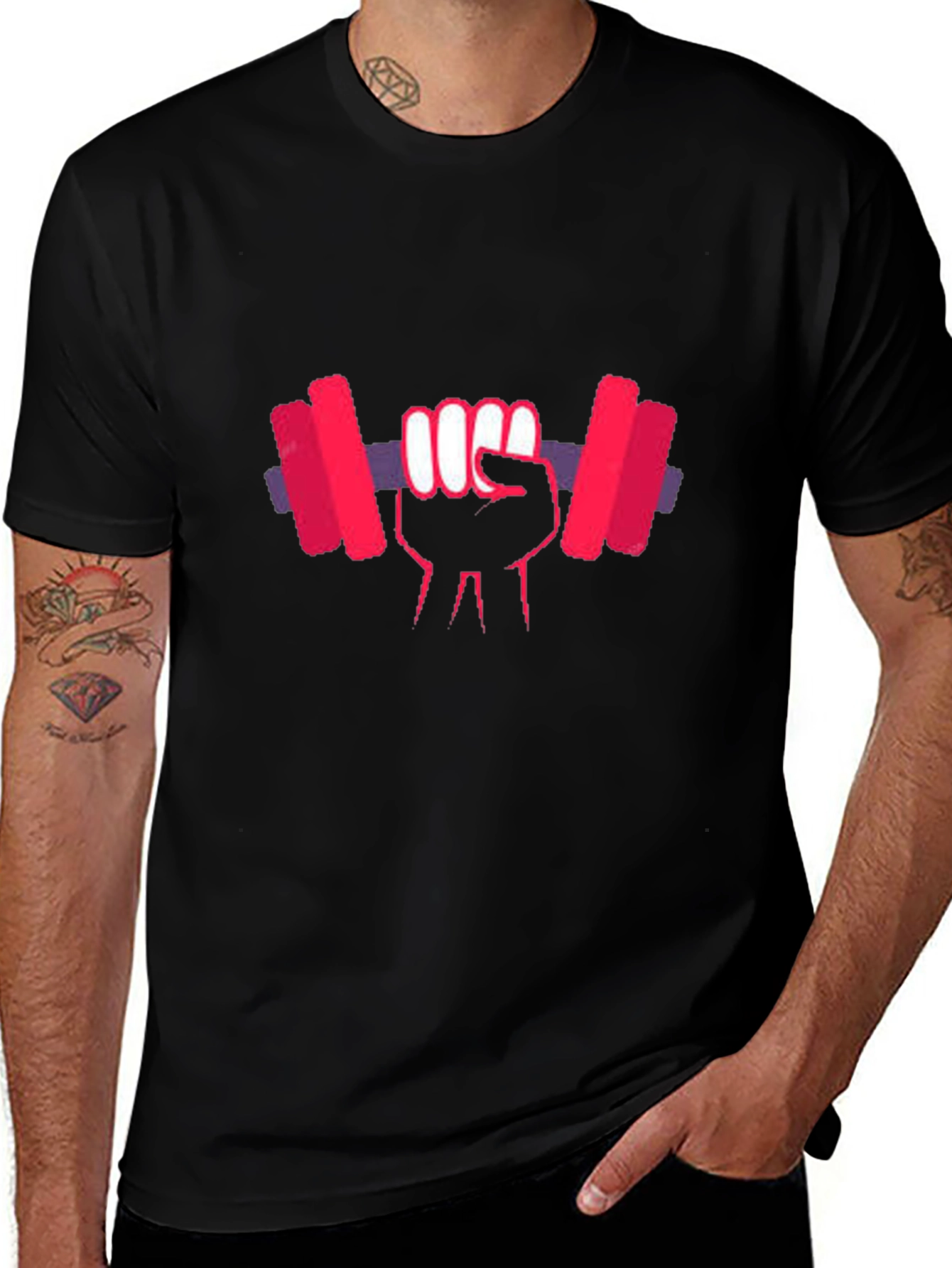 Weightlifting Fist Graphic T-Shirt - Black Cotton Tee