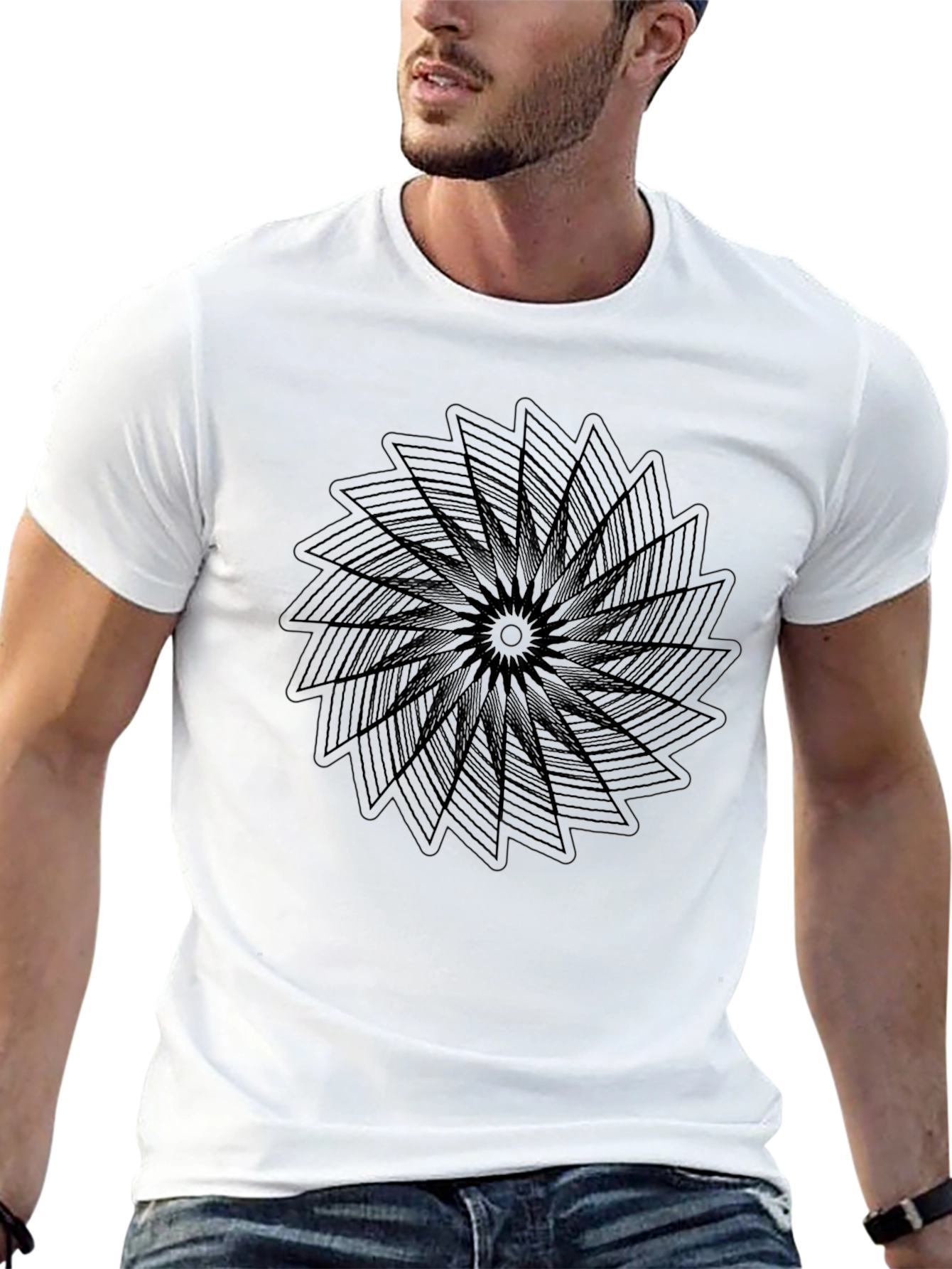 Geometric Mandala Black T-Shirt