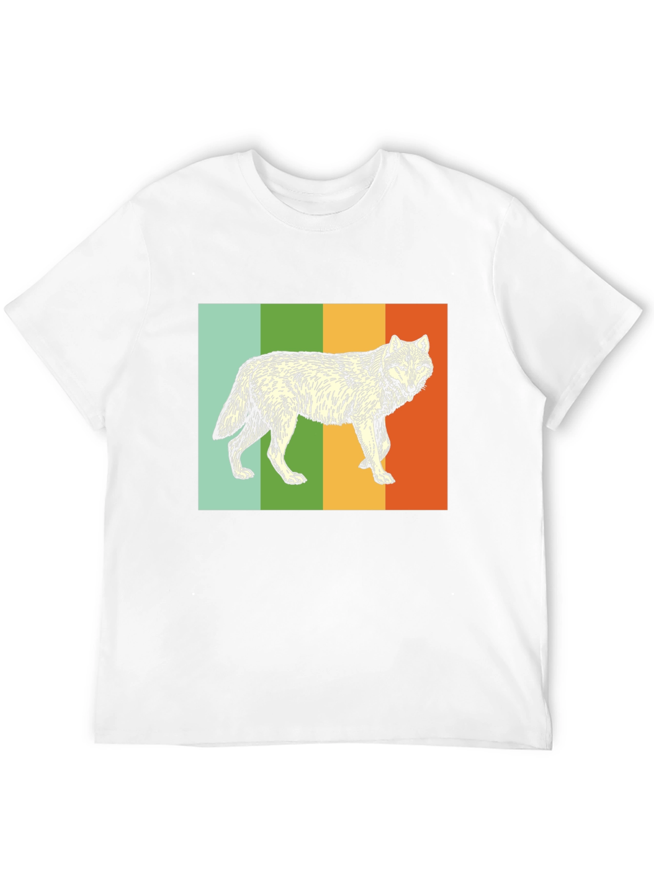Retro Wolf Graphic Tee - Black Cotton Blend T-Shirt