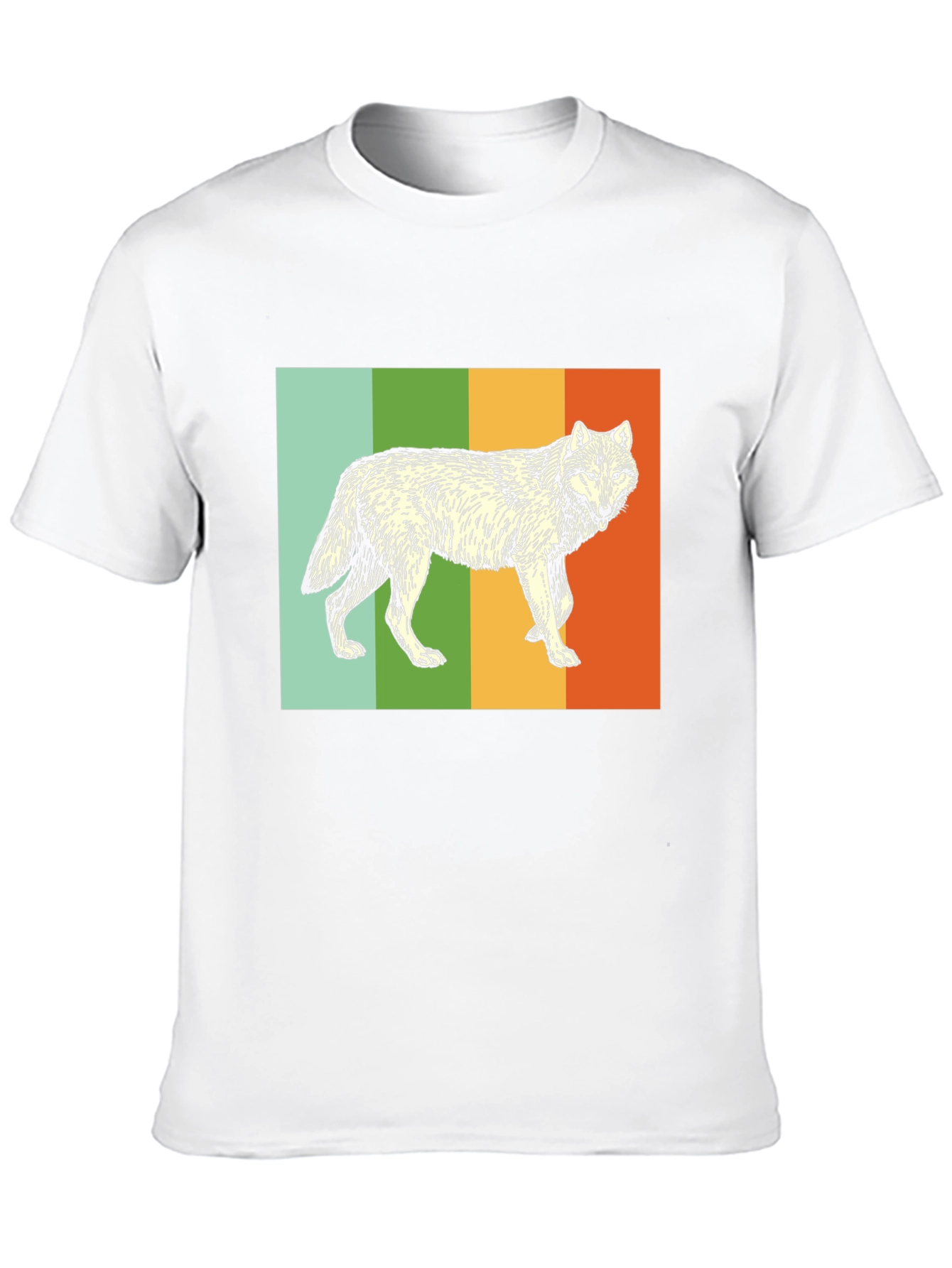 Retro Wolf Graphic Tee - Black Cotton Blend T-Shirt