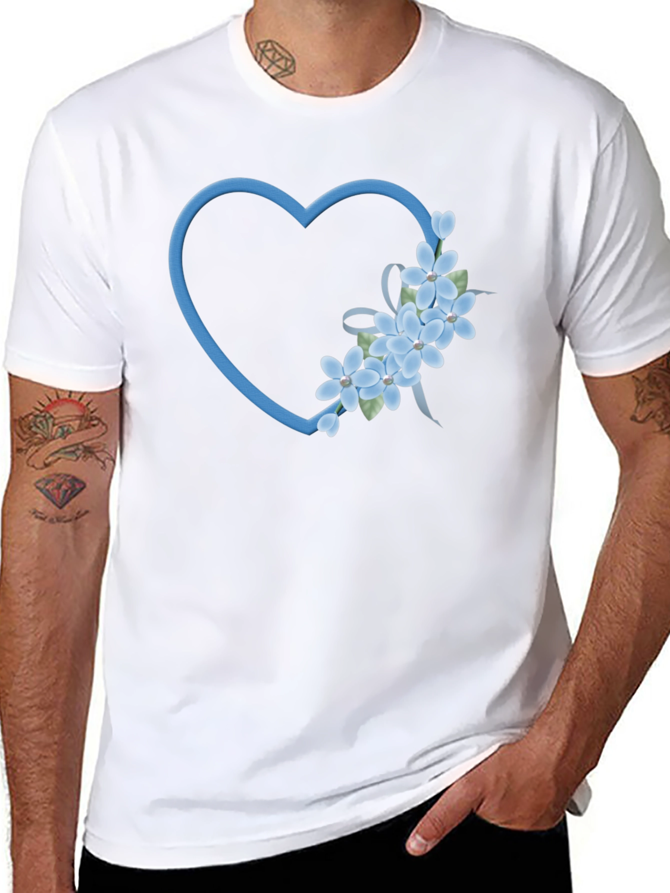 Floral Heart Graphic Tee - Soft Cotton Blend