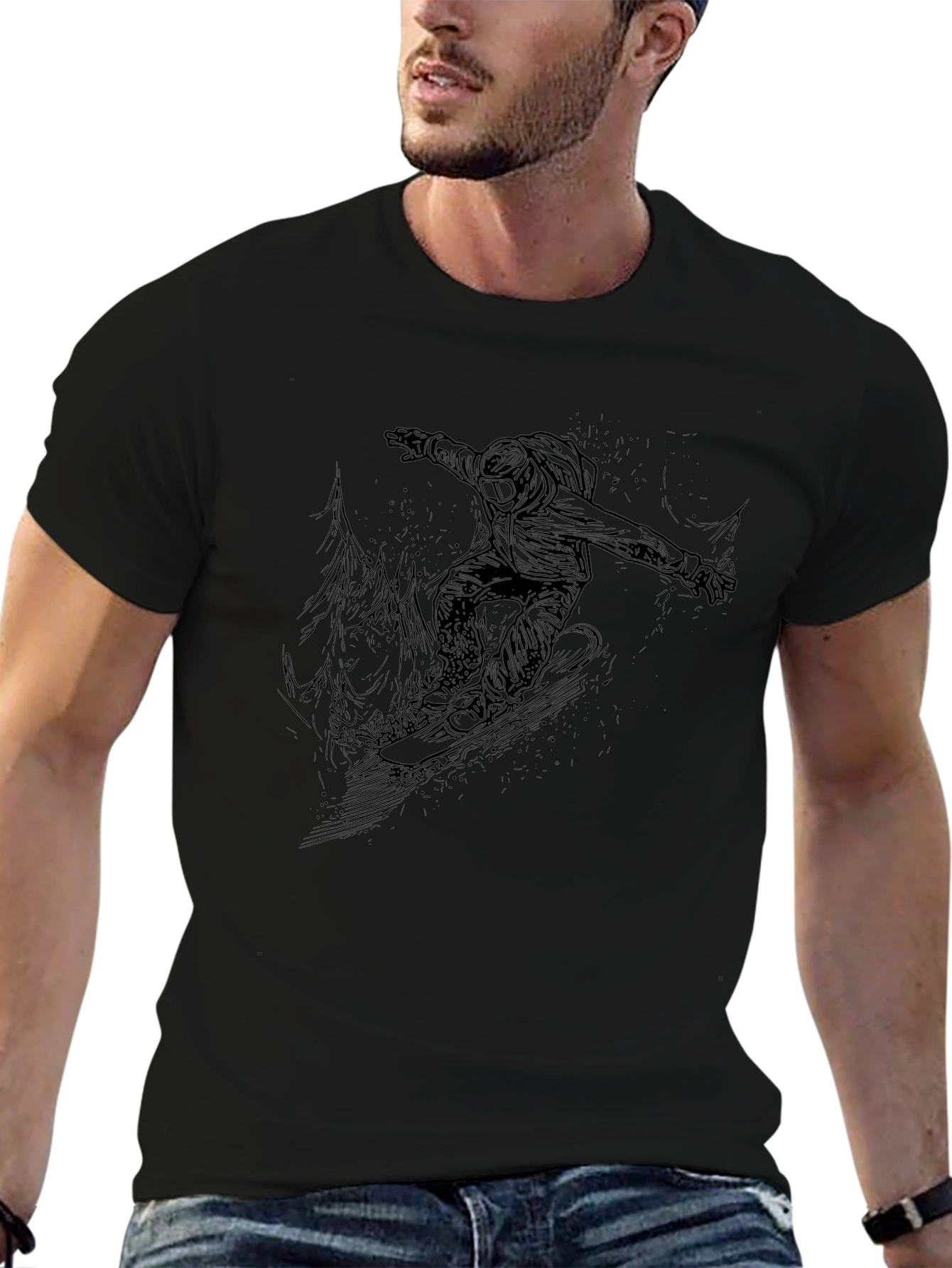 Snowboarder Graphic Black T-Shirt