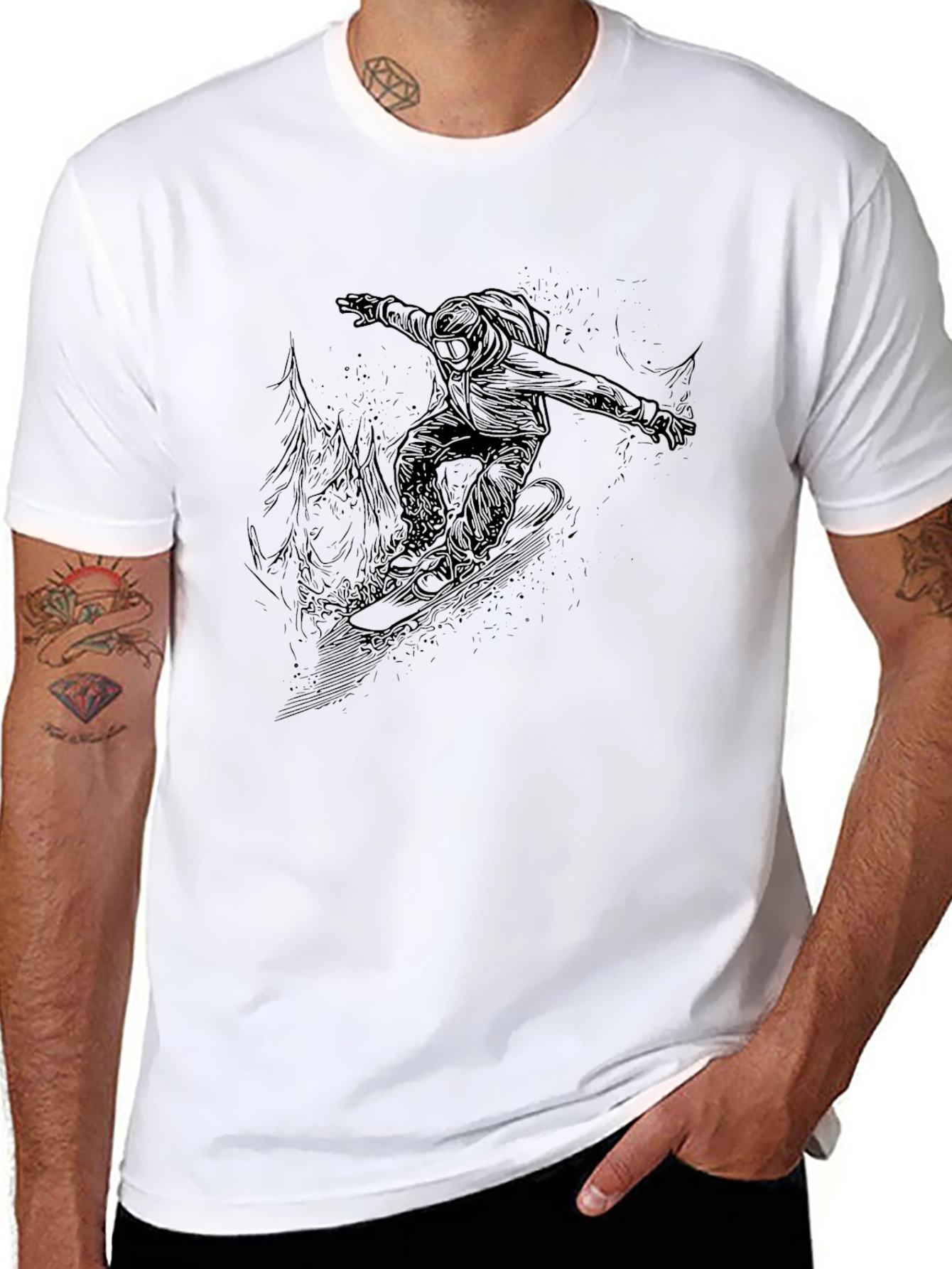 Snowboarder Graphic Black T-Shirt