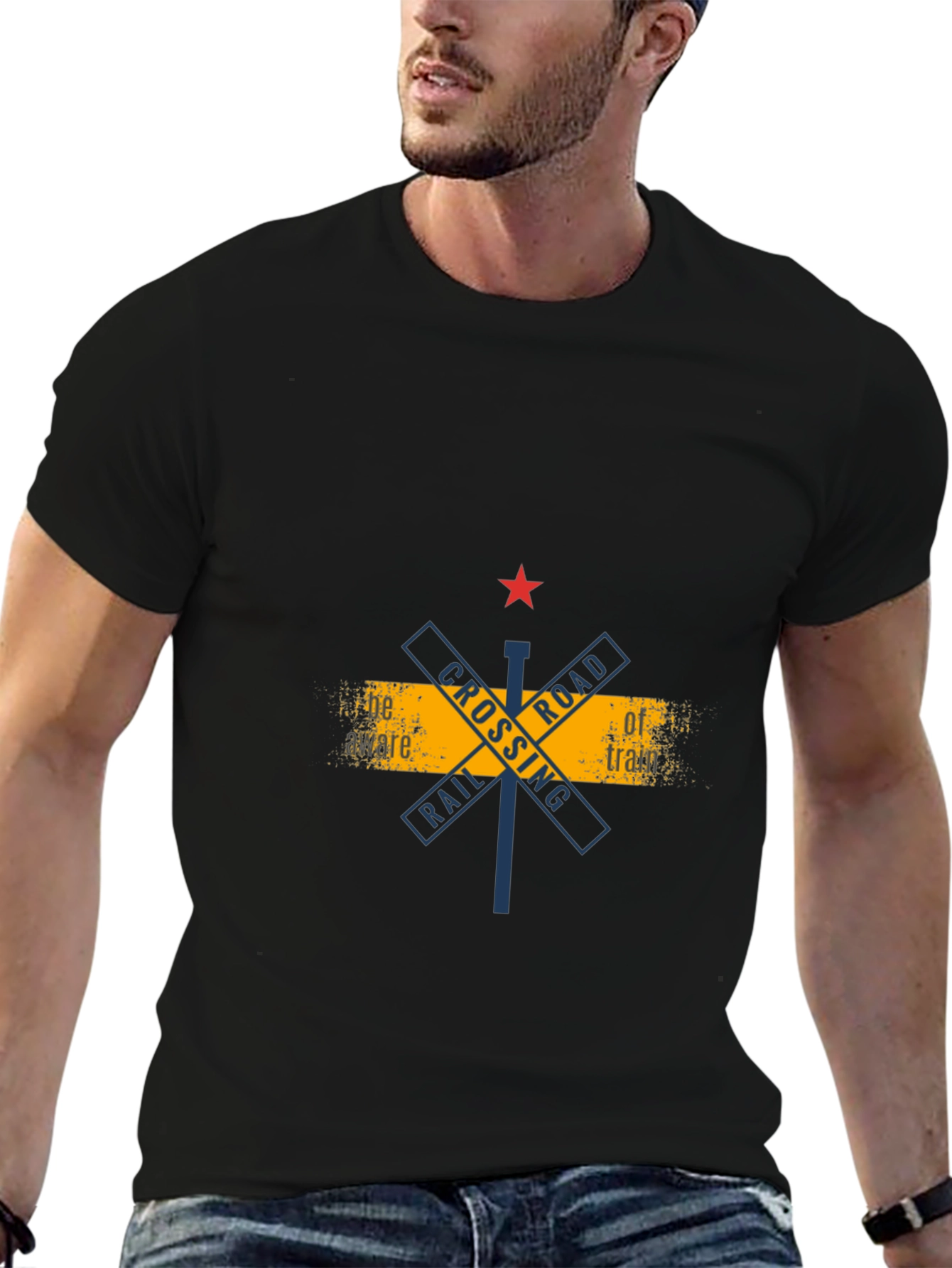 Railroad Crossing Graphic Tee - Black