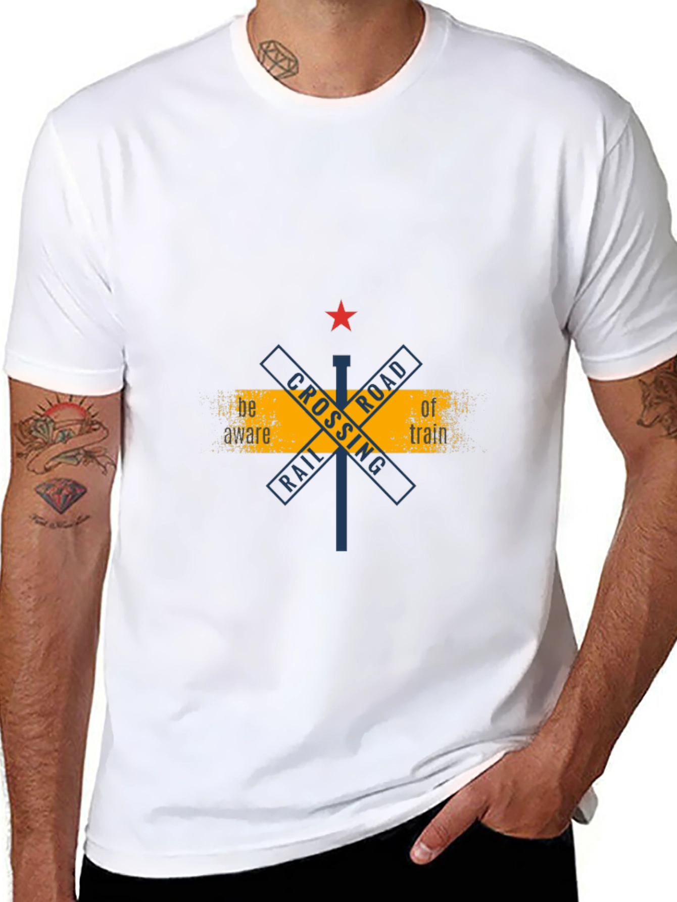 Railroad Crossing Graphic Tee - Black