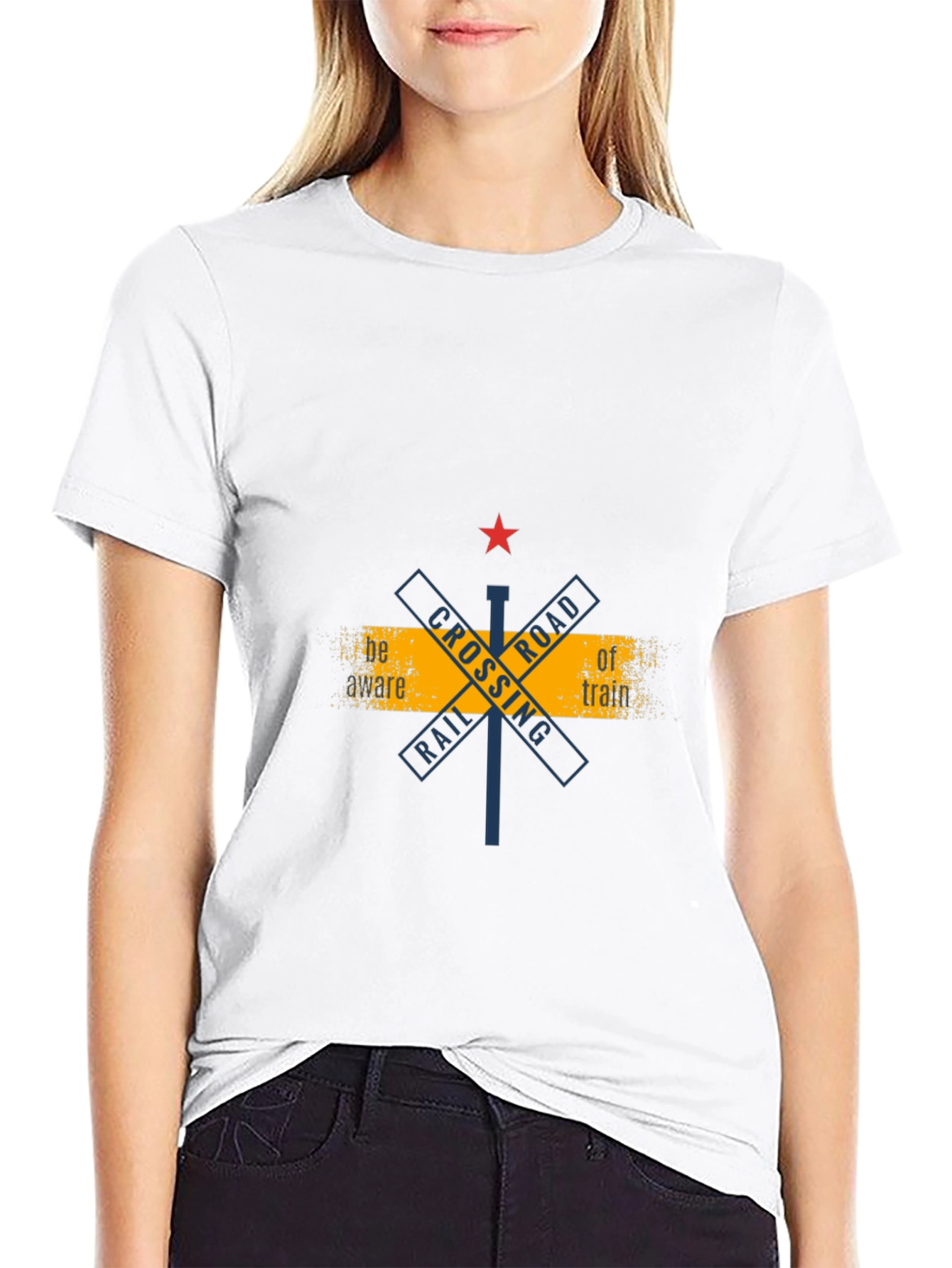 Railroad Crossing Graphic Tee - Black