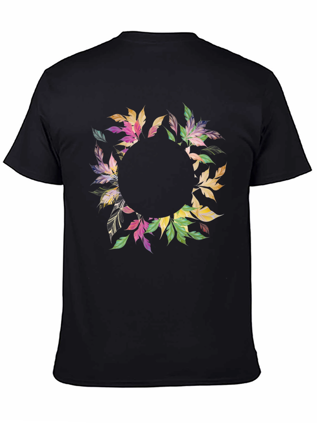 Floral Wreath Black T-Shirt