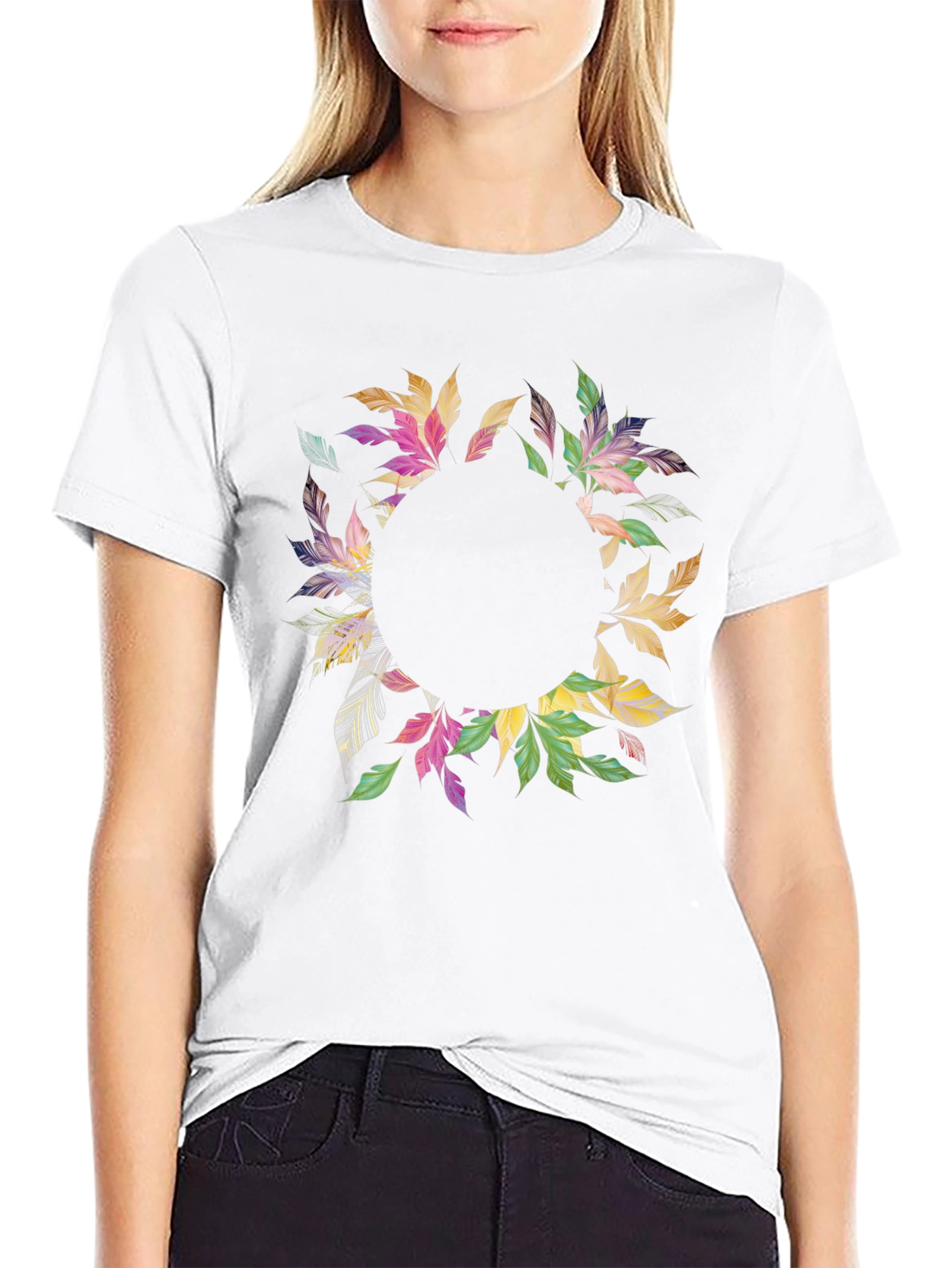 Floral Wreath Black T-Shirt