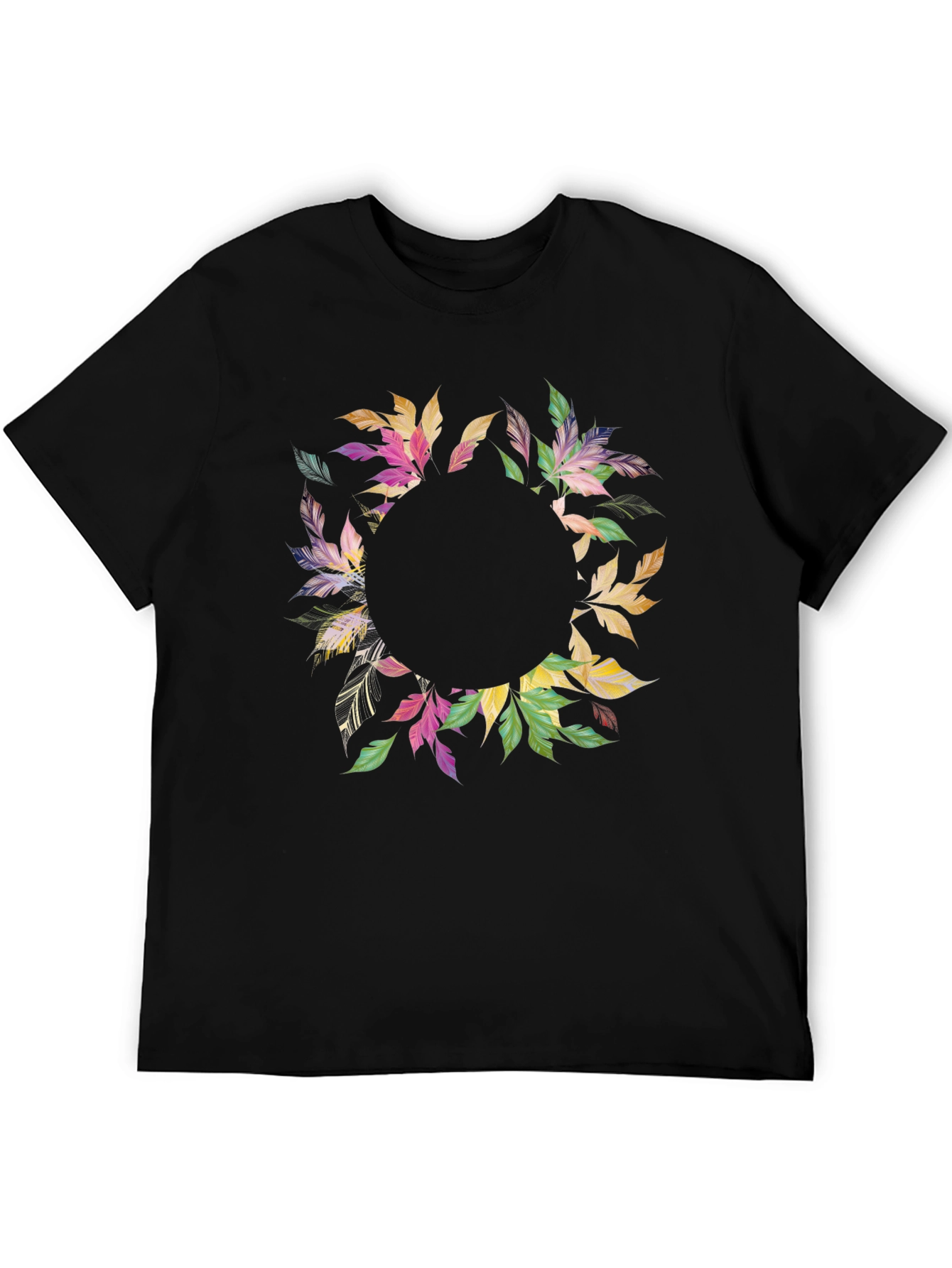 Floral Wreath Black T-Shirt