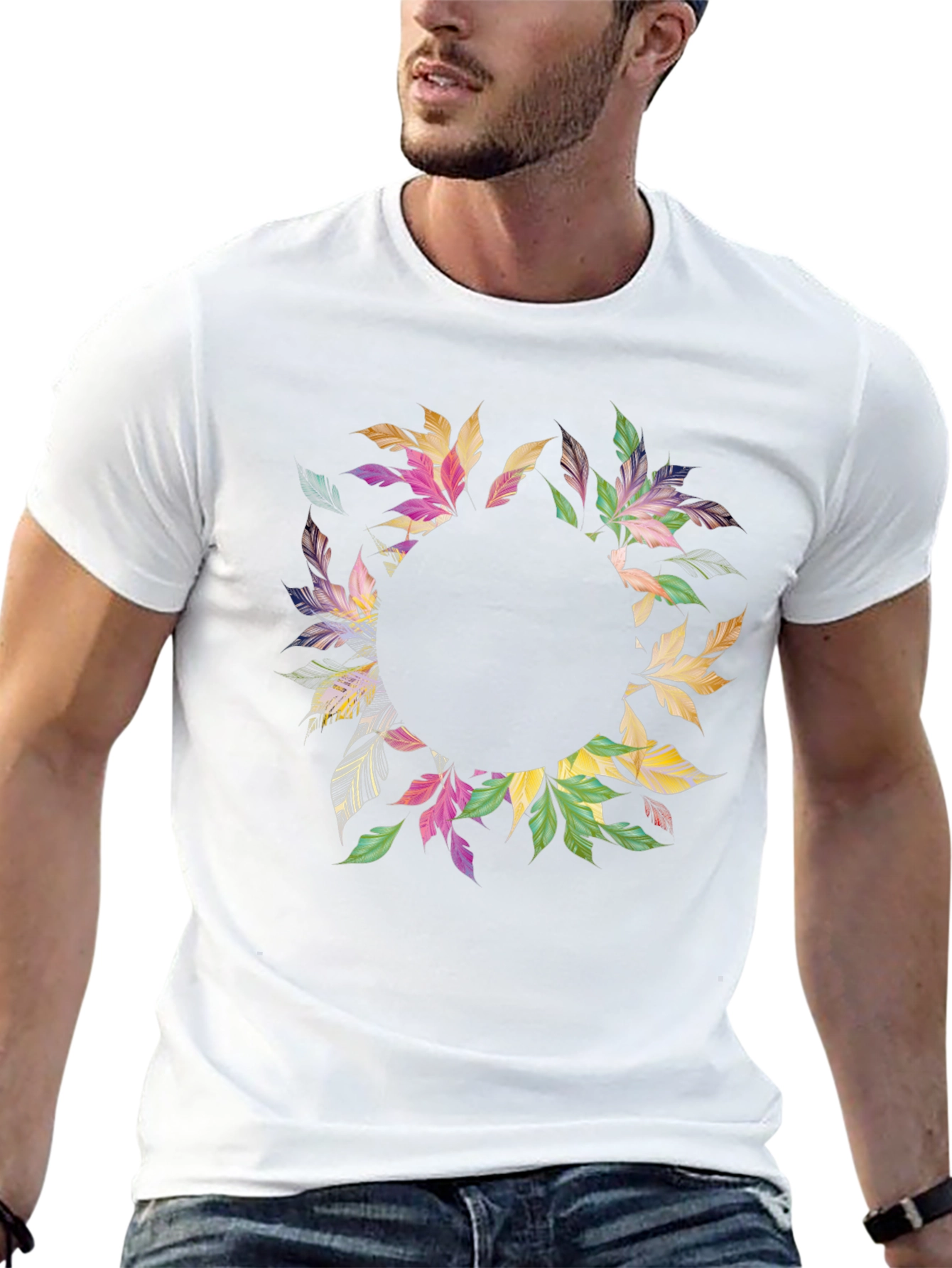 Floral Wreath Black T-Shirt