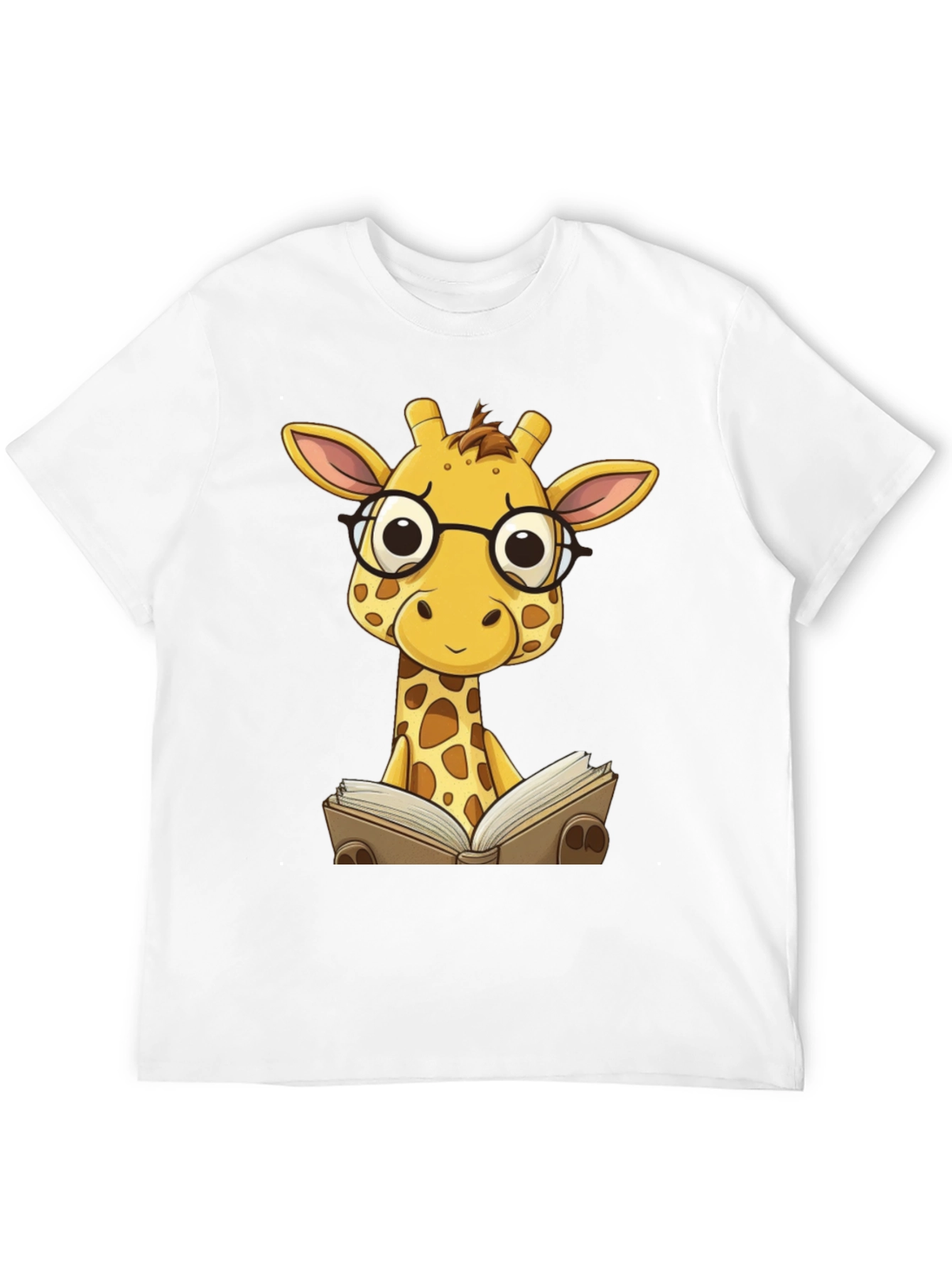 Giraffe Reading Black T-Shirt