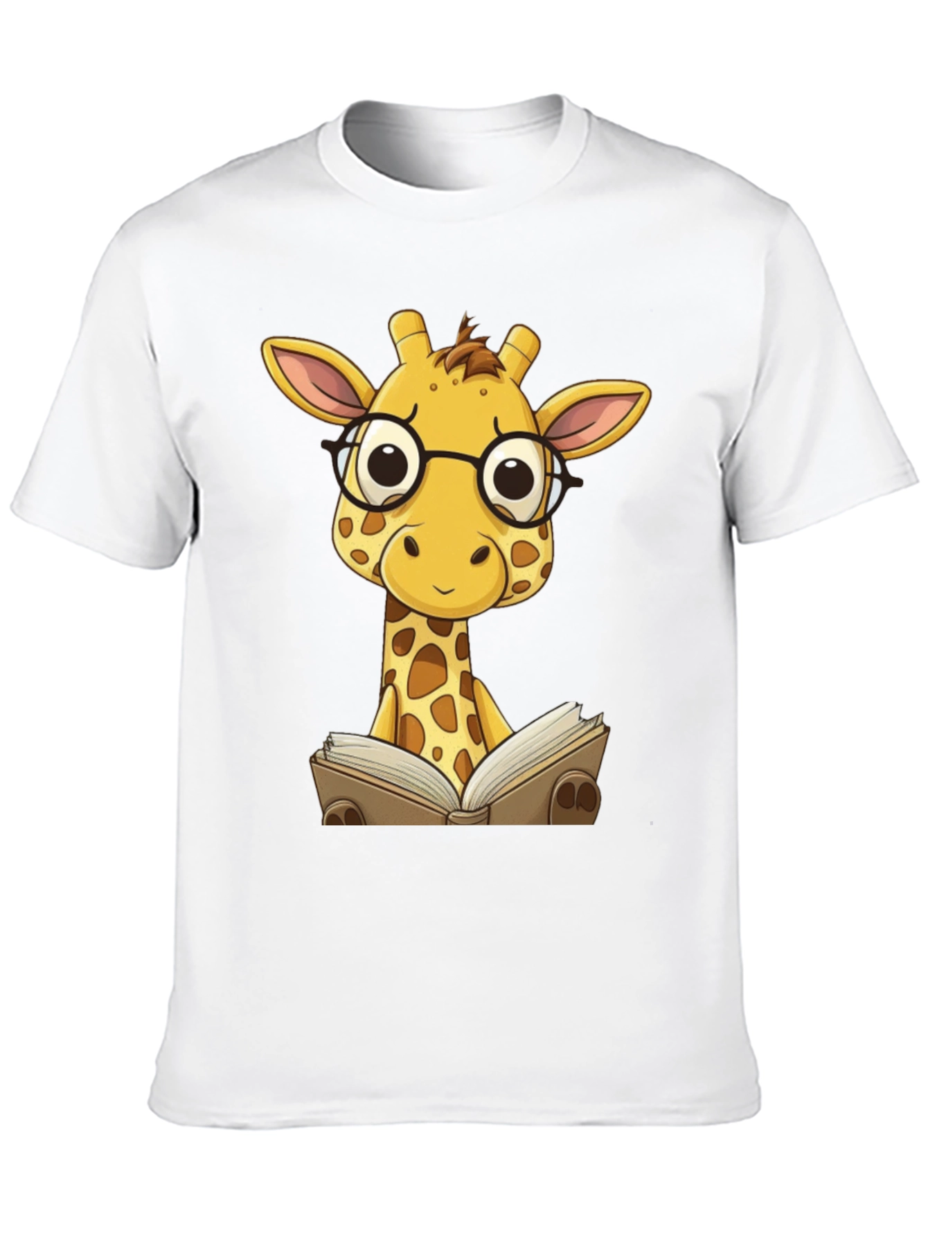 Giraffe Reading Black T-Shirt
