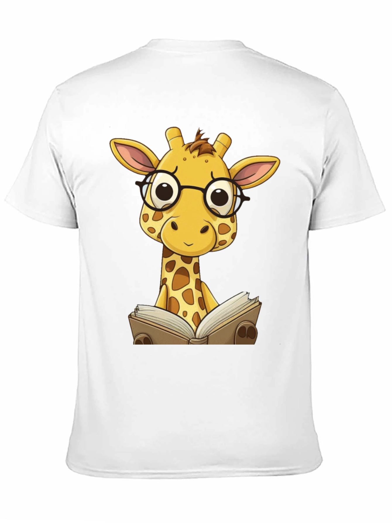 Giraffe Reading Black T-Shirt
