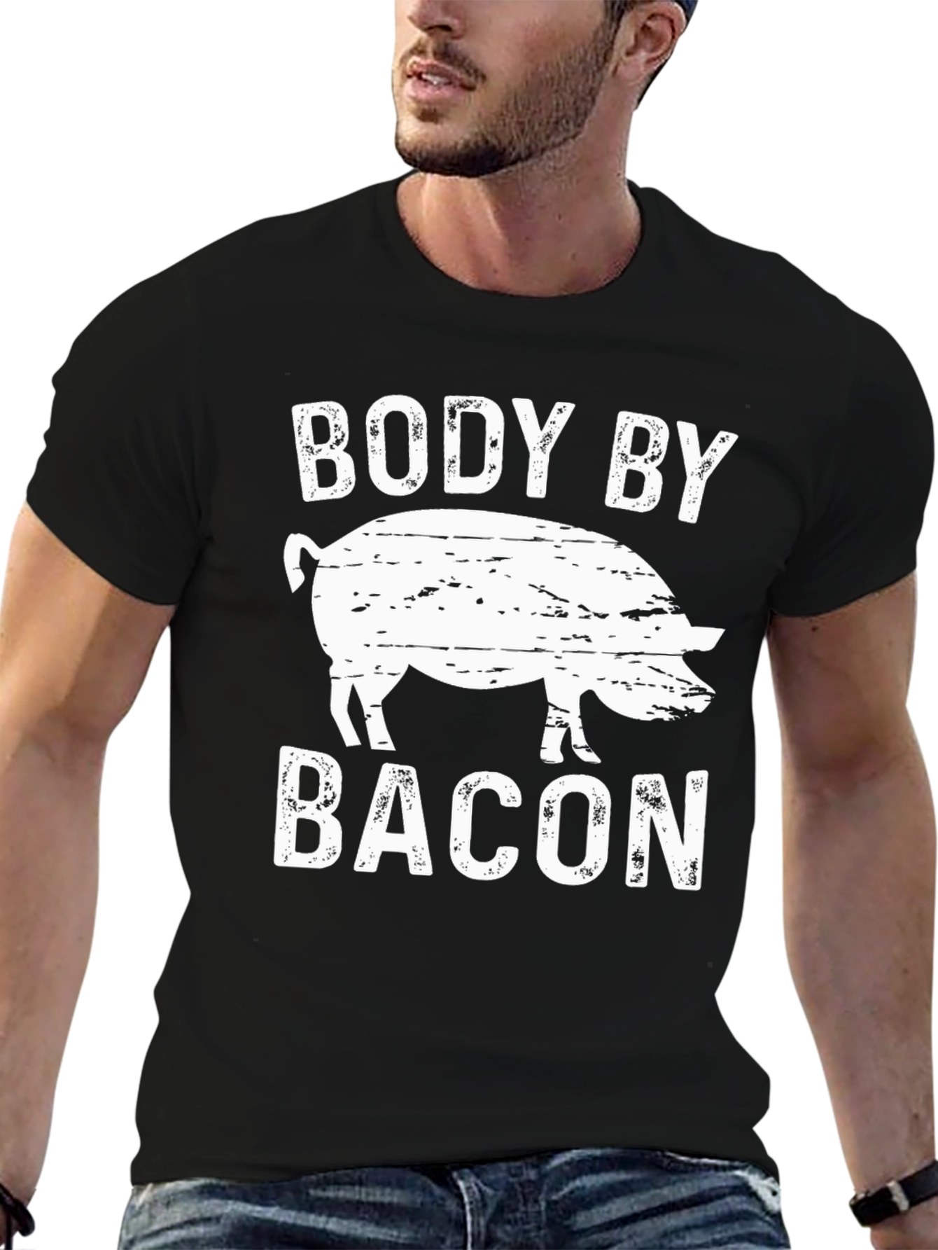 Body by Bacon Funny Pig Graphic T-Shirt