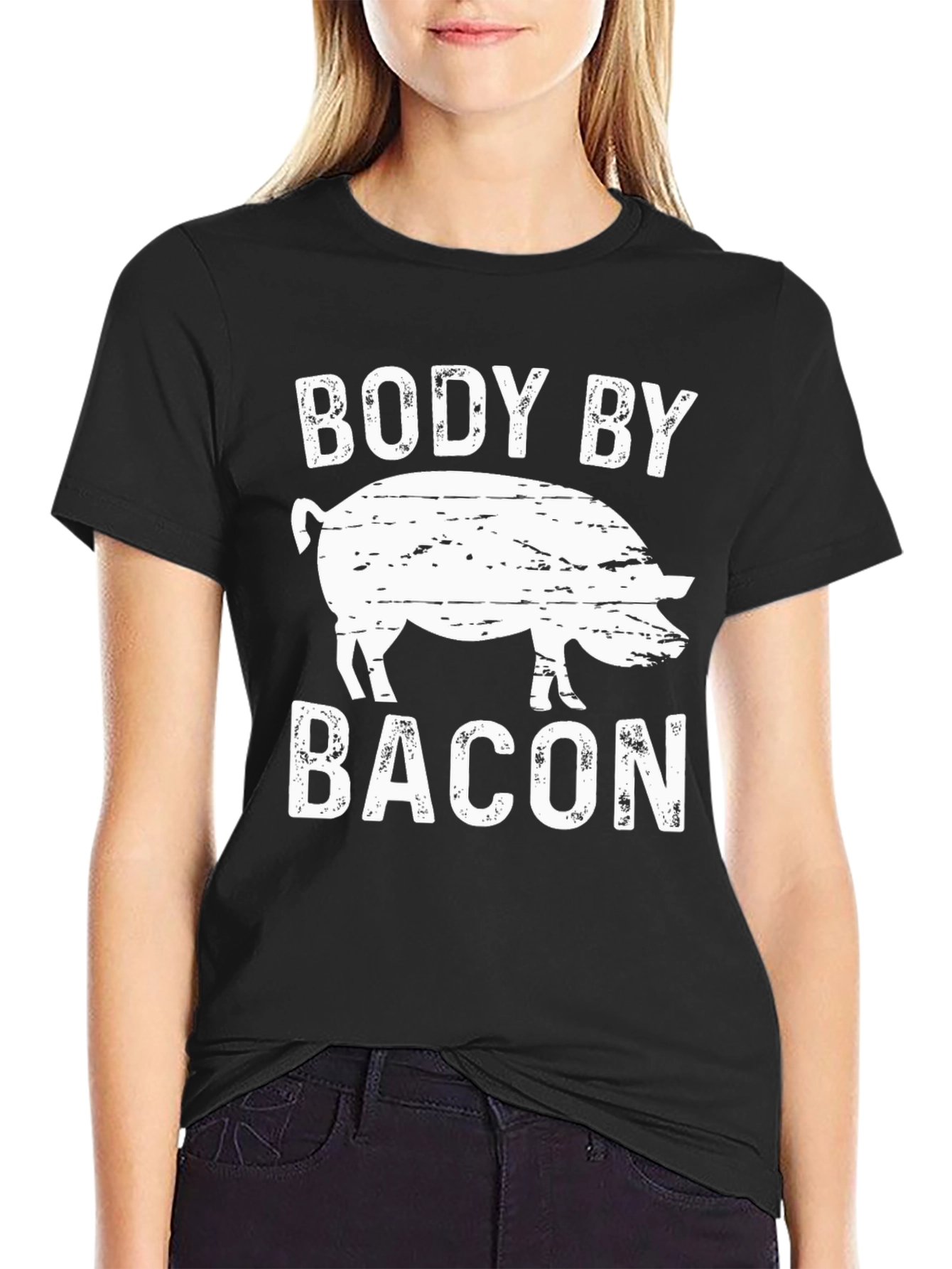 Body by Bacon Funny Pig Graphic T-Shirt