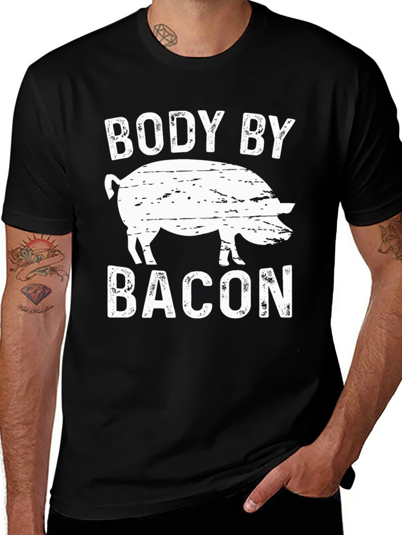 Body by Bacon Funny Pig Graphic T-Shirt