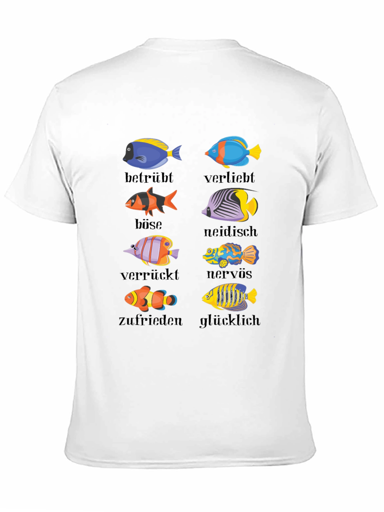 Humorous Emotion Fish Graphic T-Shirt - German Text