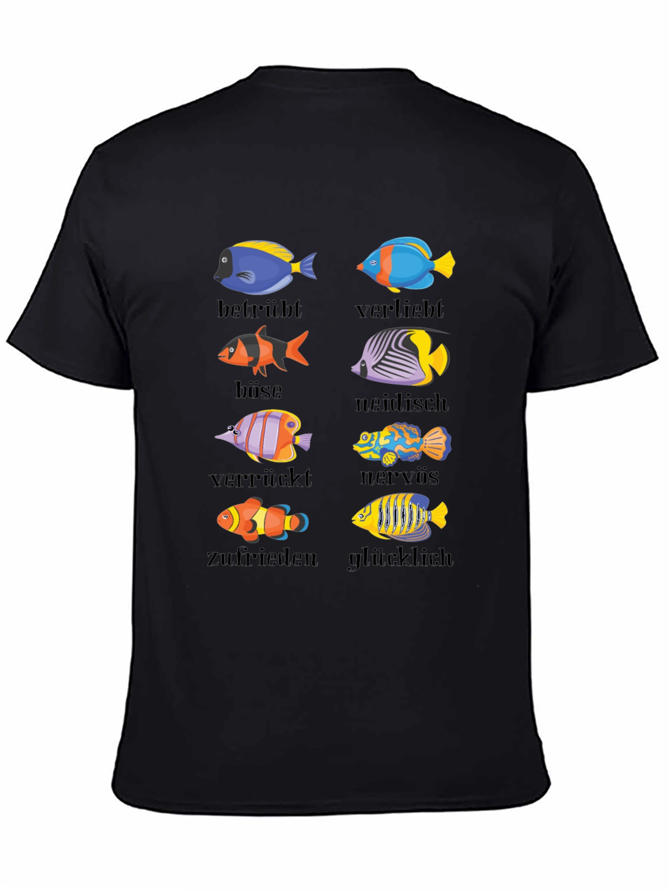 Humorous Emotion Fish Graphic T-Shirt - German Text