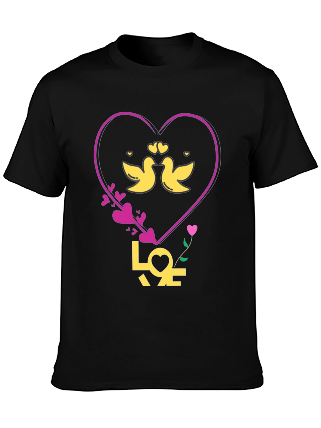Love Birds Graphic Tee - Heart Design