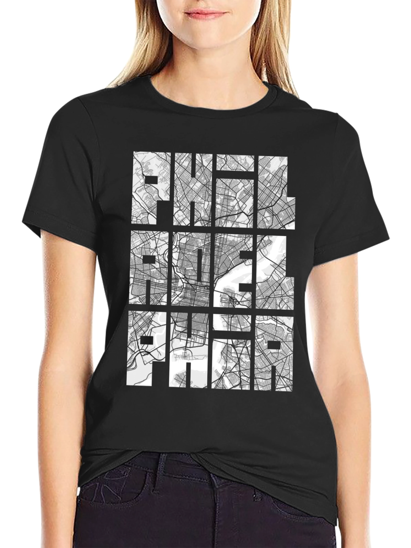 Philadelphia City Map Graphic Print T-Shirt