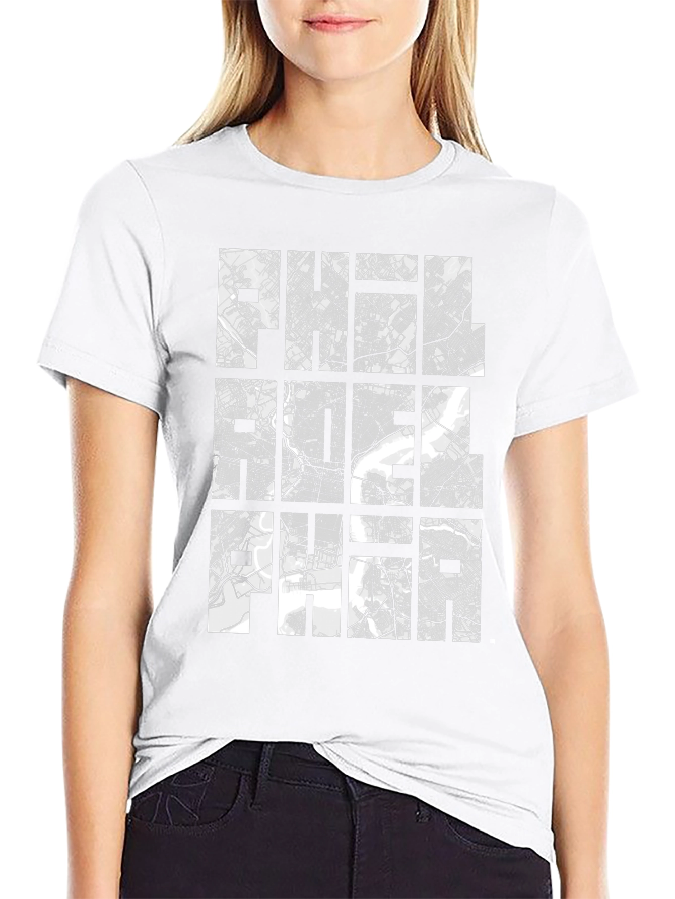 Philadelphia City Map Graphic Print T-Shirt