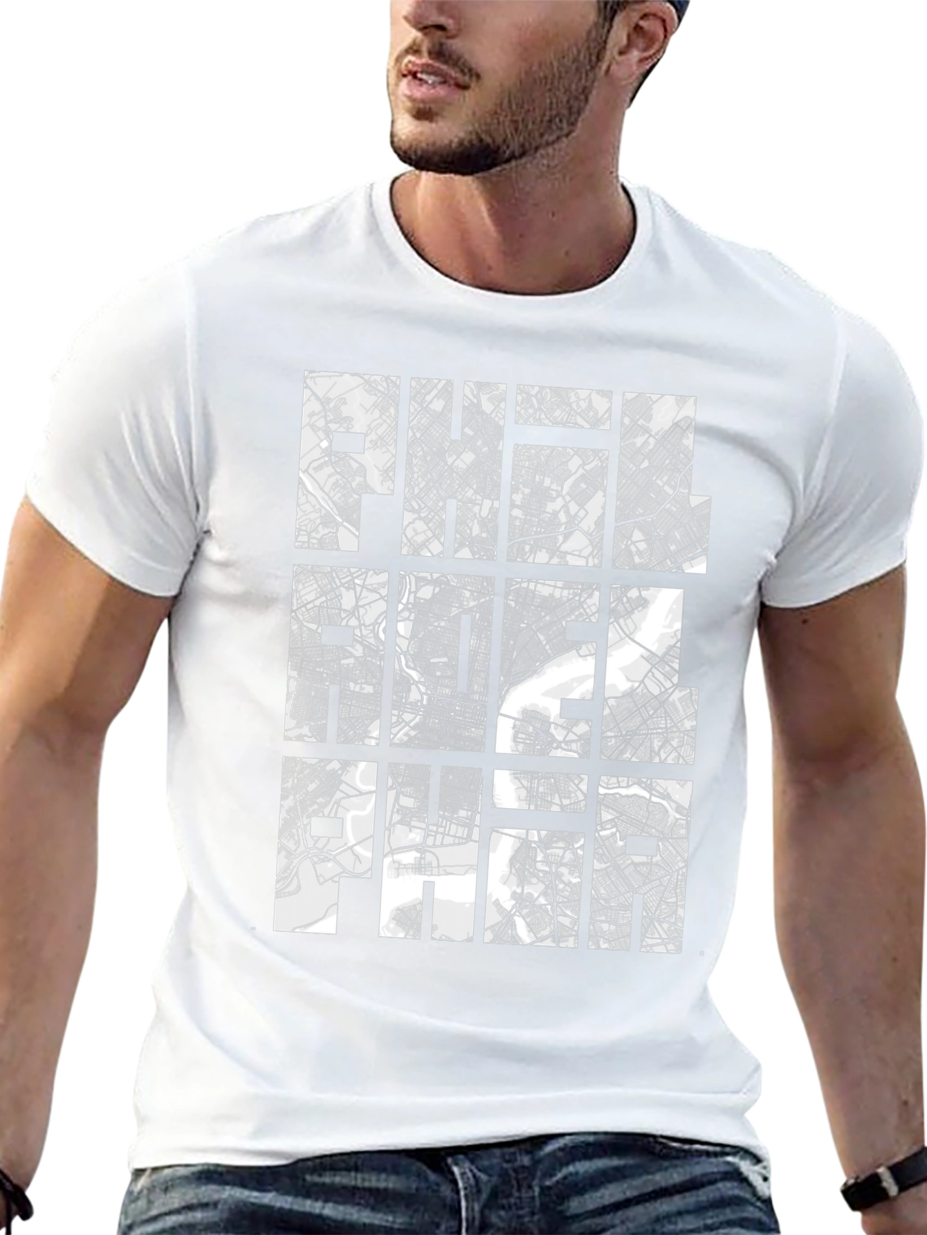 Philadelphia City Map Graphic Print T-Shirt