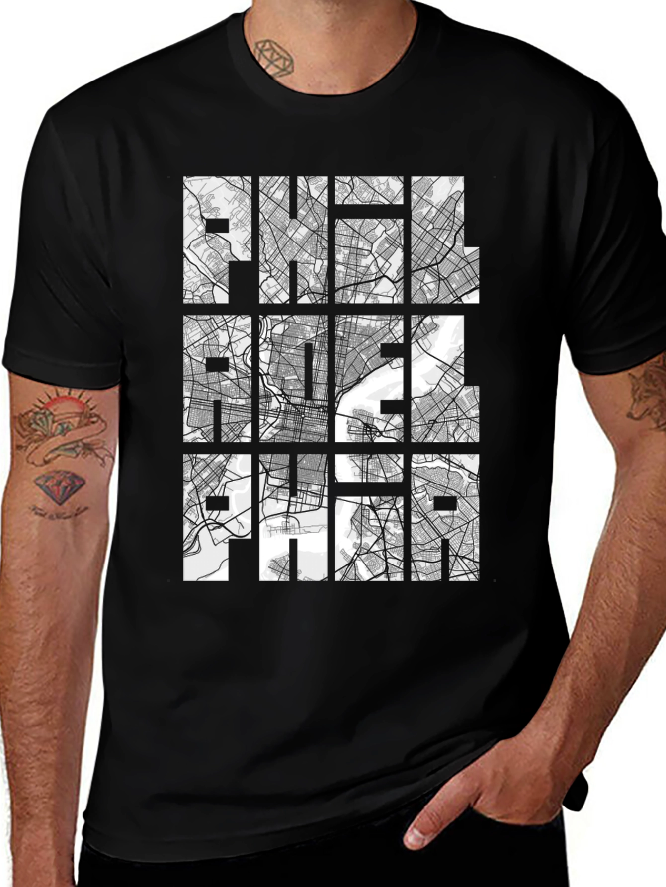 Philadelphia City Map Graphic Print T-Shirt