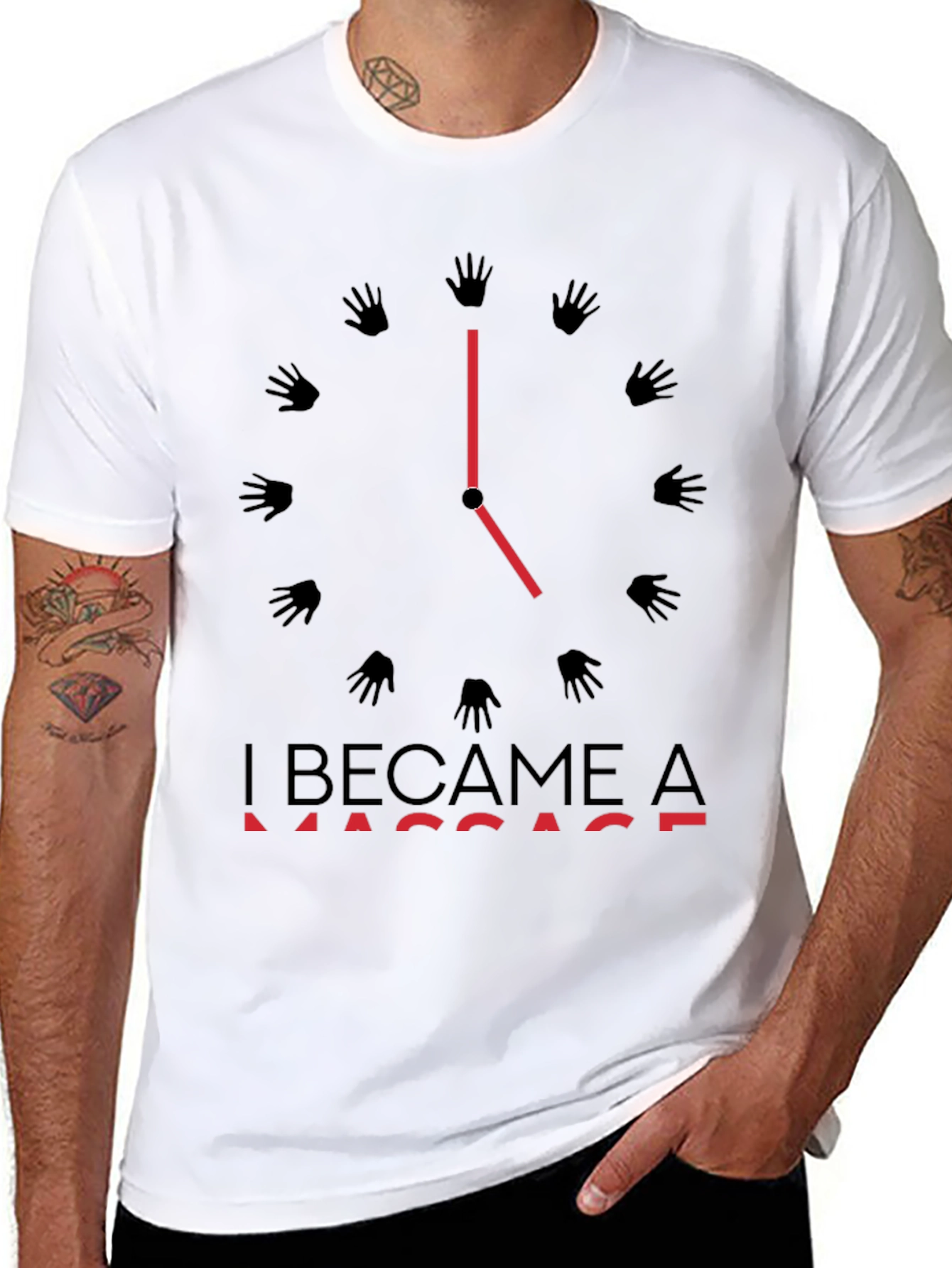 Massage Time T-Shirt - Black Crew Neck Tee