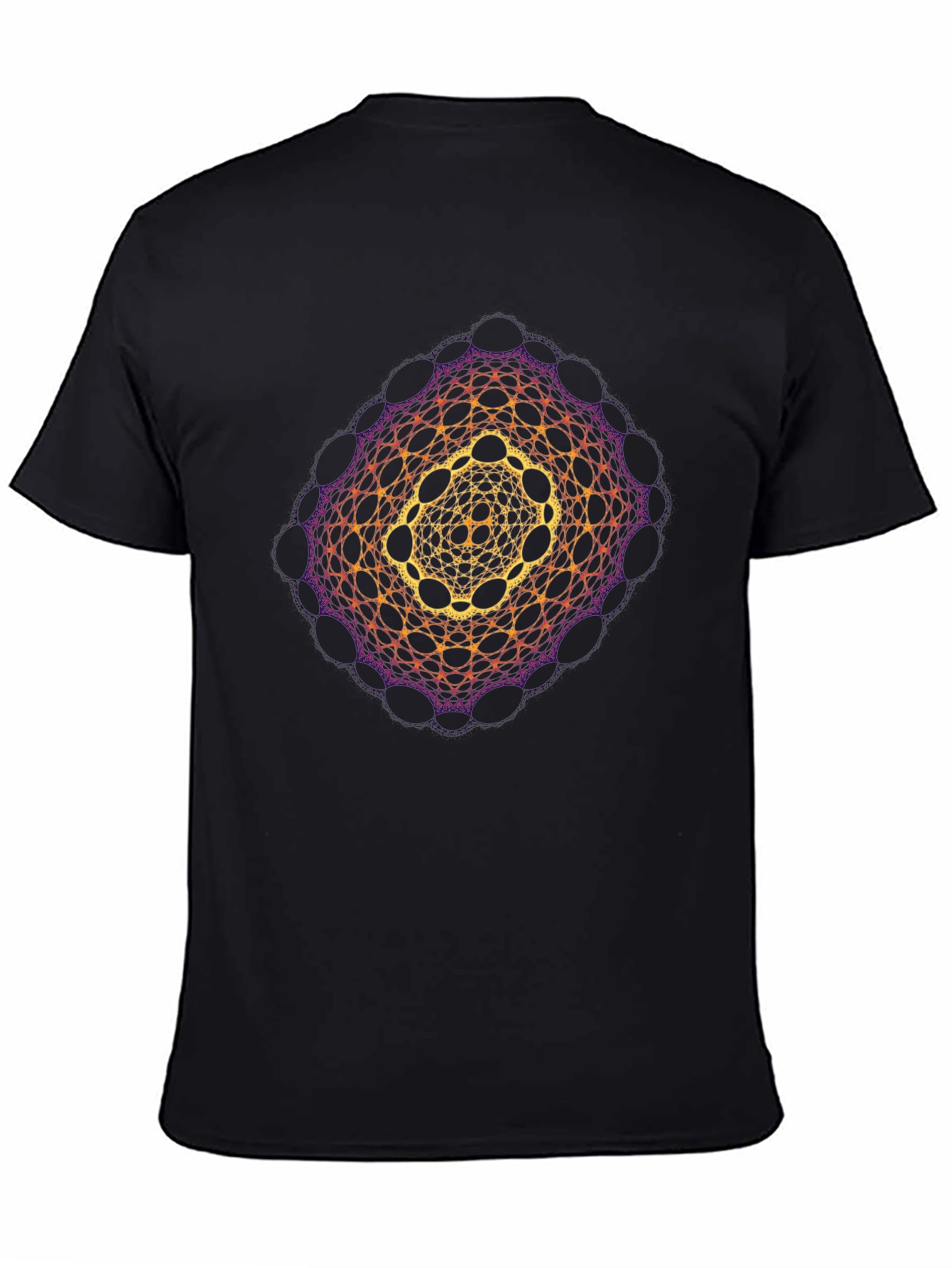 Geometric Mandala Print Black T-Shirt