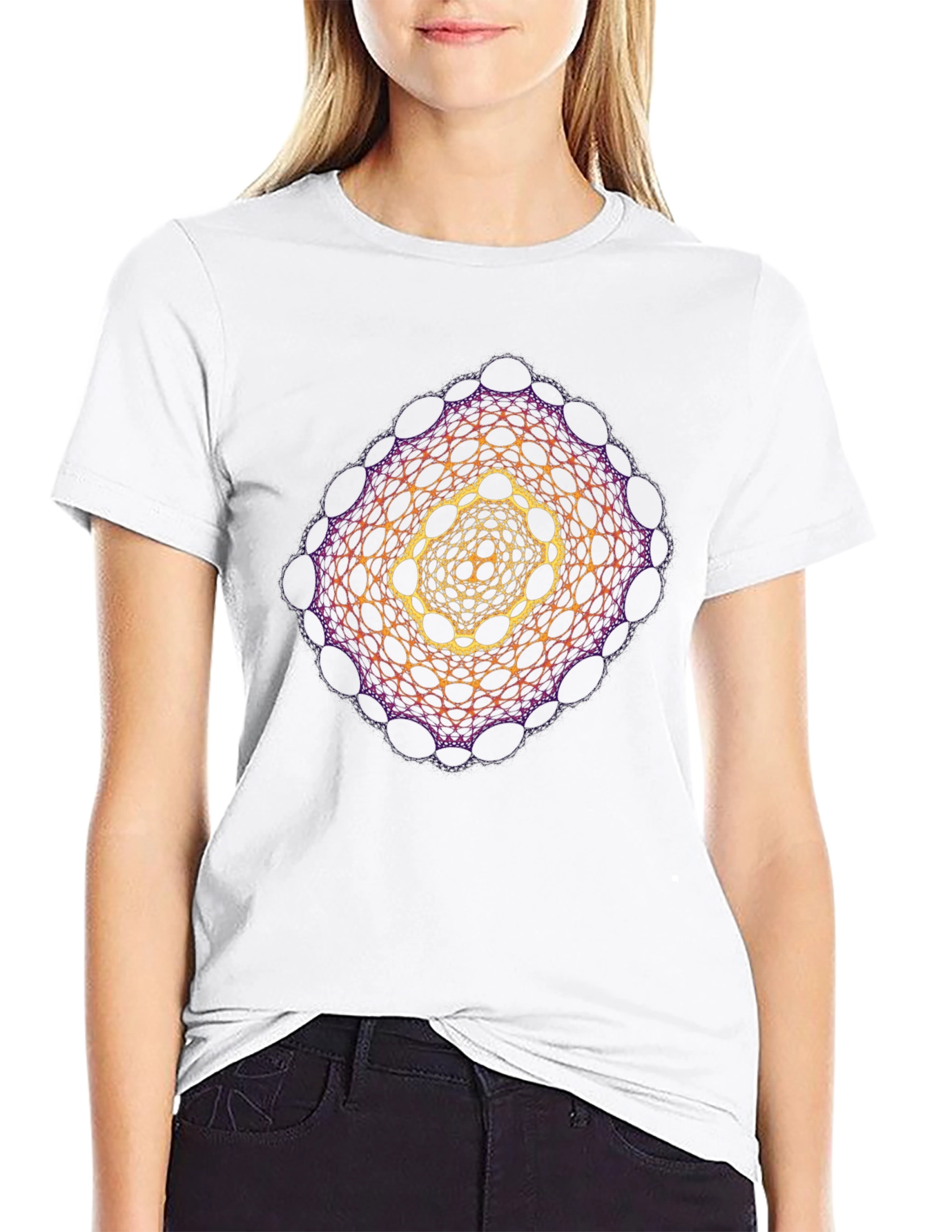 Geometric Mandala Print Black T-Shirt
