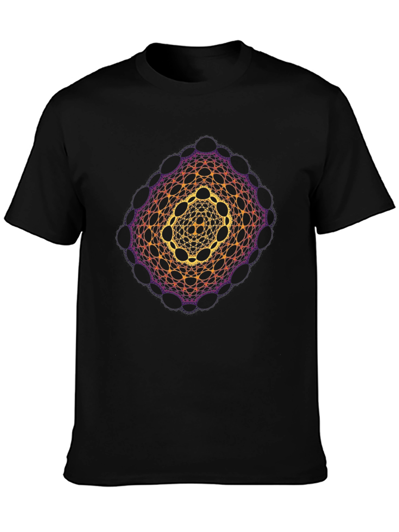 Geometric Mandala Print Black T-Shirt
