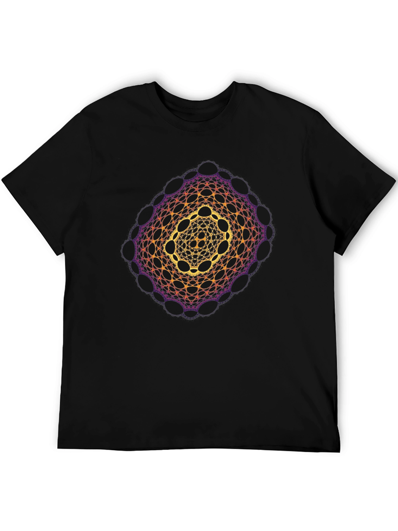 Geometric Mandala Print Black T-Shirt